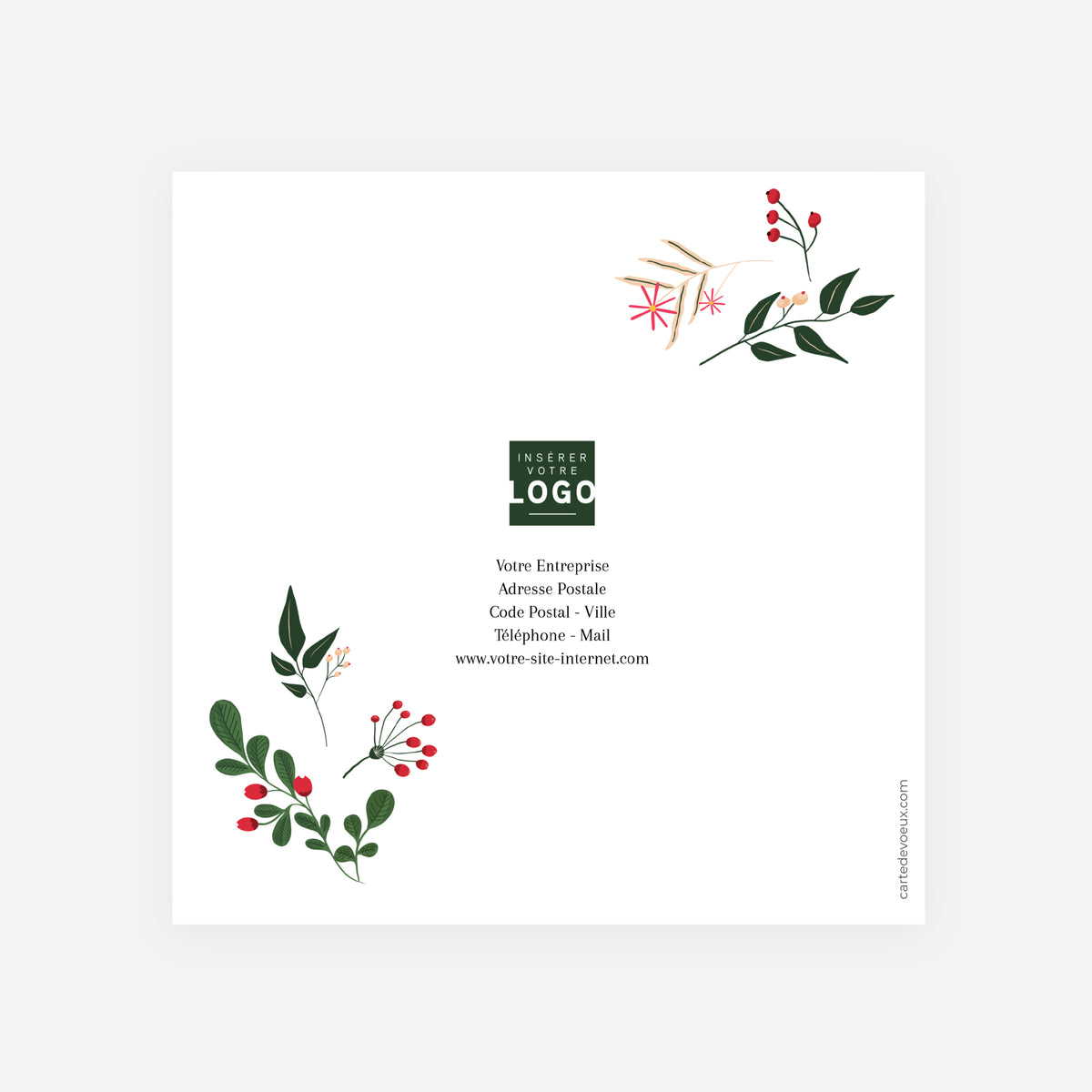 Brindilles de Noël | Vœux professionnels • Carte de voeux • Carrée pliable photo N° 3
