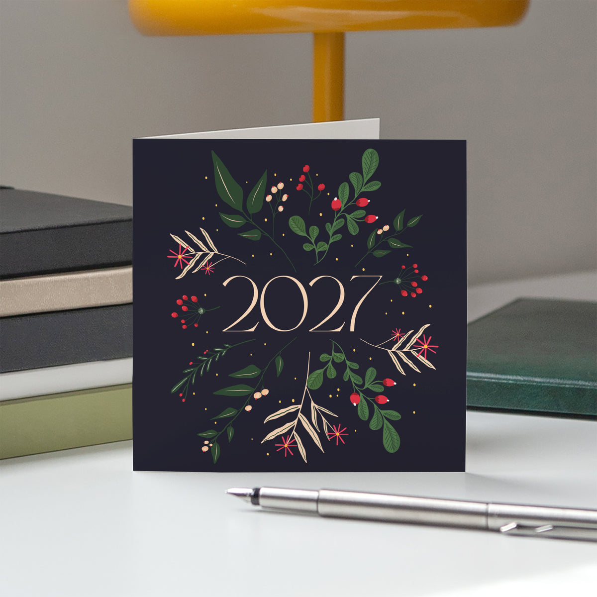 Brindilles de Noël | Vœux professionnels • Carte de voeux • Carrée pliable photo N° 5