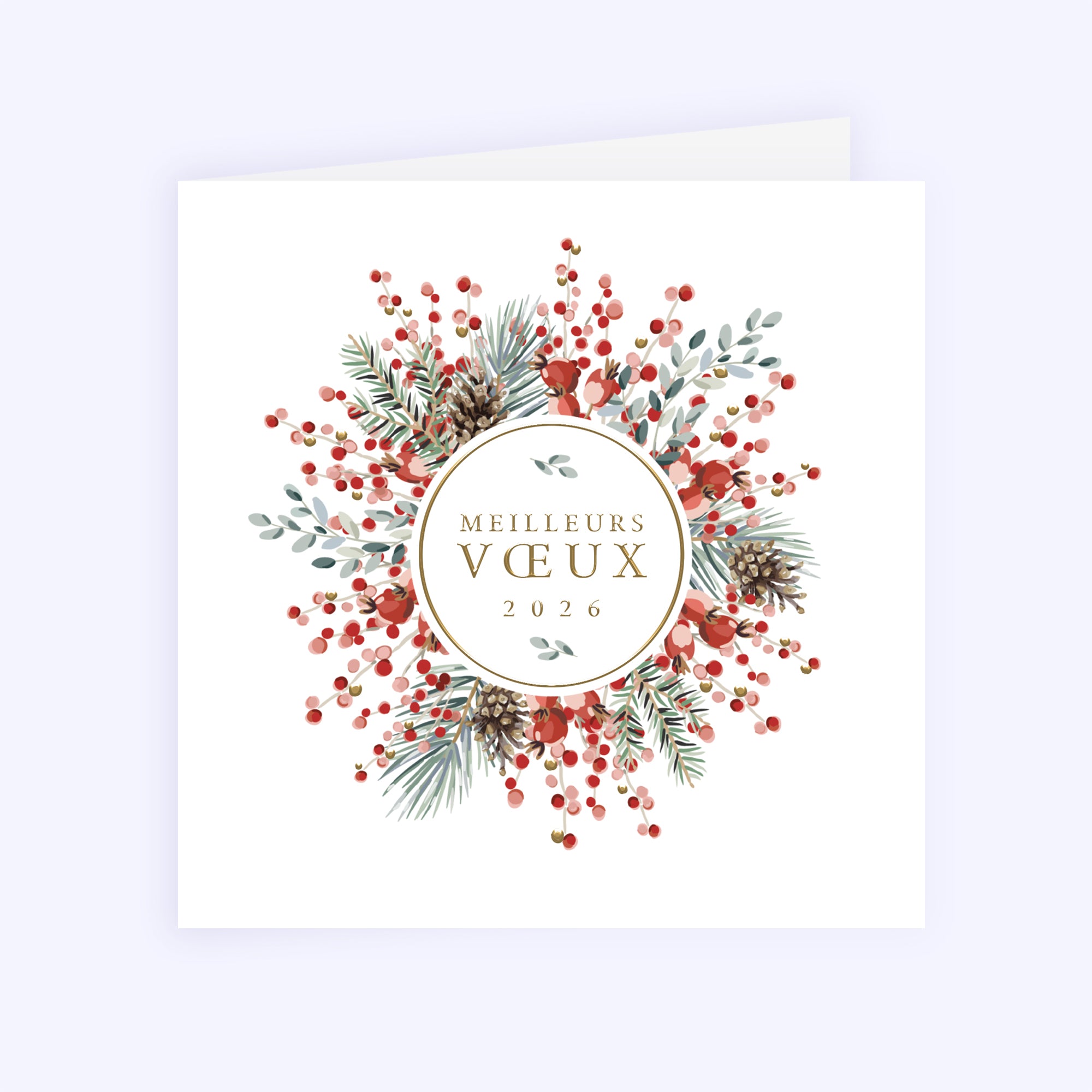 Floraison d’Hiver | Vœux professionnels • Carte de voeux dorure • Carré double photo N° 1