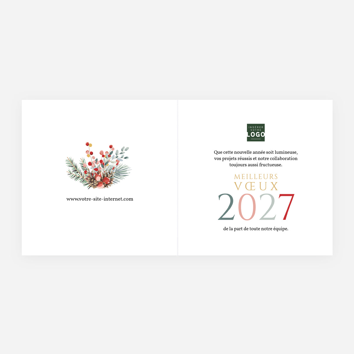 Floraison d’Hiver | Vœux professionnels • Carte de voeux dorure • Carrée pliable photo N° 2