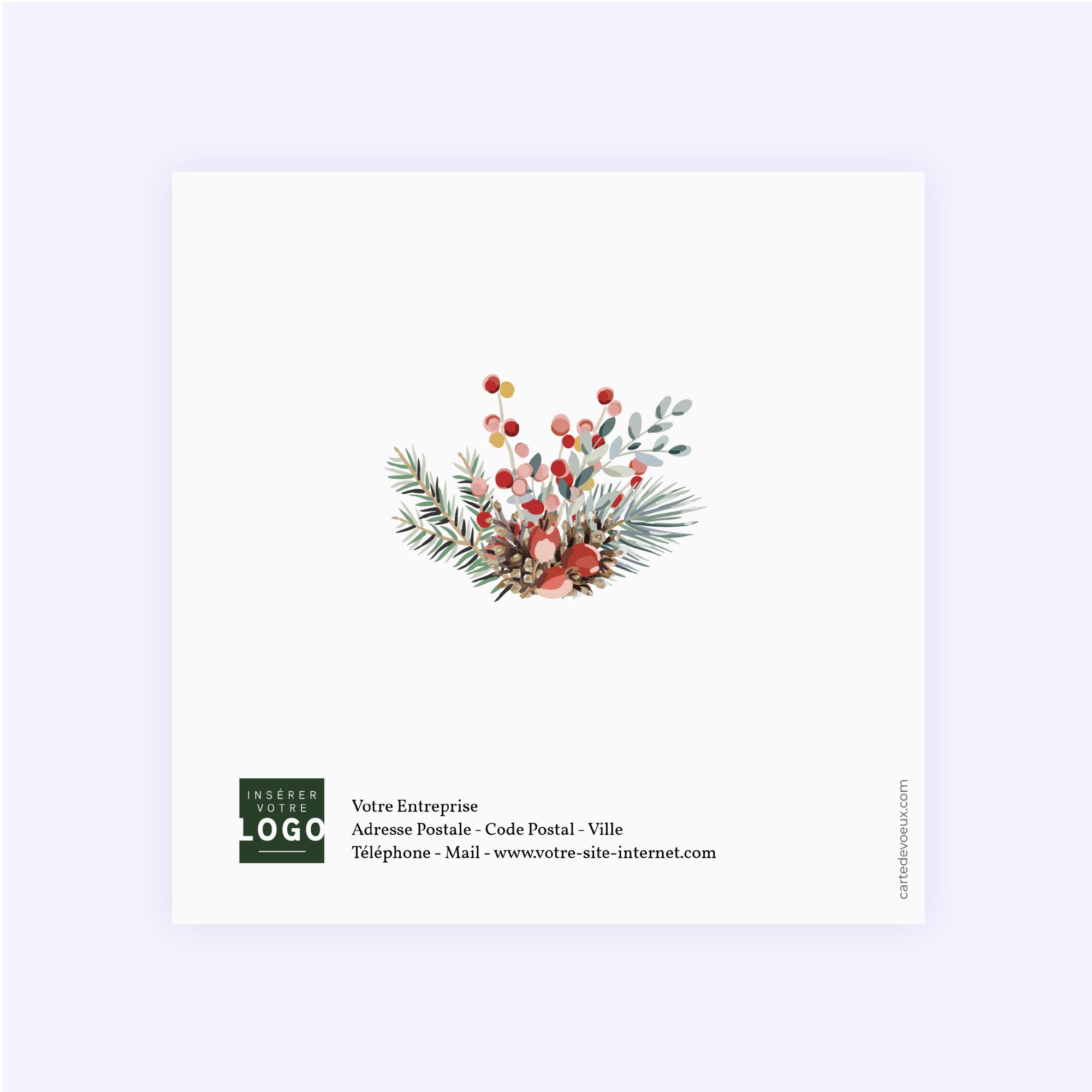 Floraison d’Hiver | Vœux professionnels • Carte de voeux dorure • Carré double photo N° 3