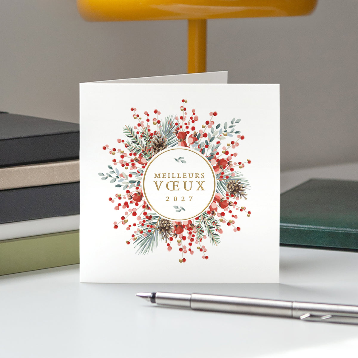 Floraison d’Hiver | Vœux professionnels • Carte de voeux dorure • Carrée pliable photo N° 5
