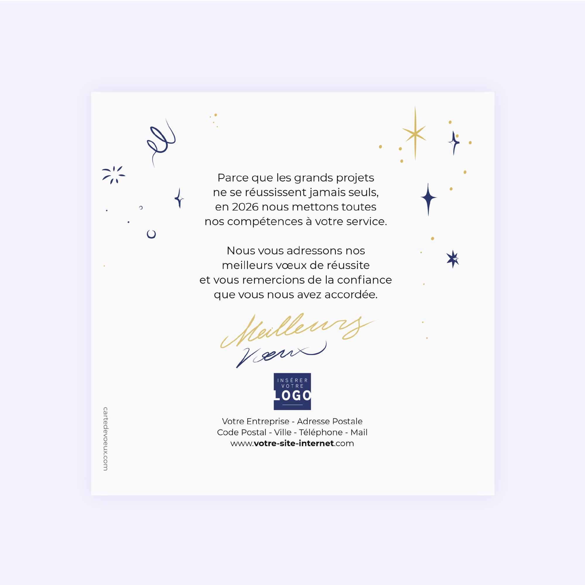 À la bonne année ! | Vœux professionnels • Carte de voeux dorure • Carré photo N° 2