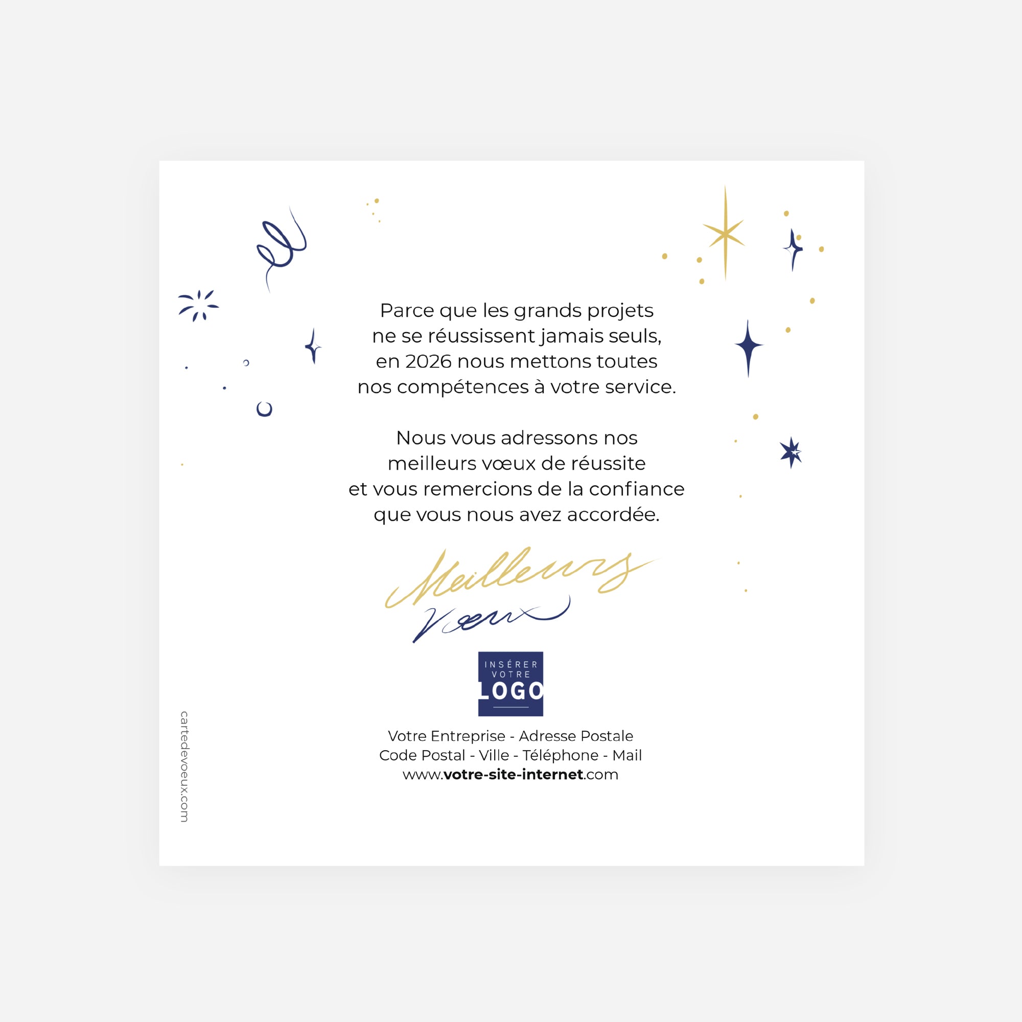À la bonne année ! | Vœux professionnels • Carte de voeux dorure • Carré photo N° 2