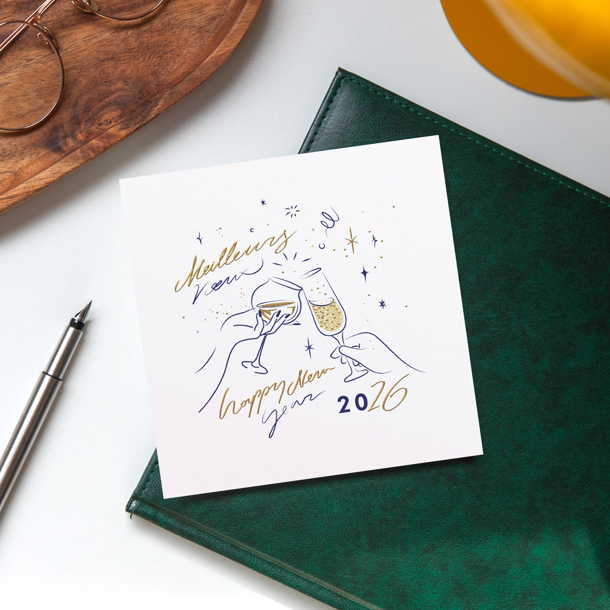 À la bonne année ! | Vœux professionnels • Carte de voeux dorure • Carré photo N° 4