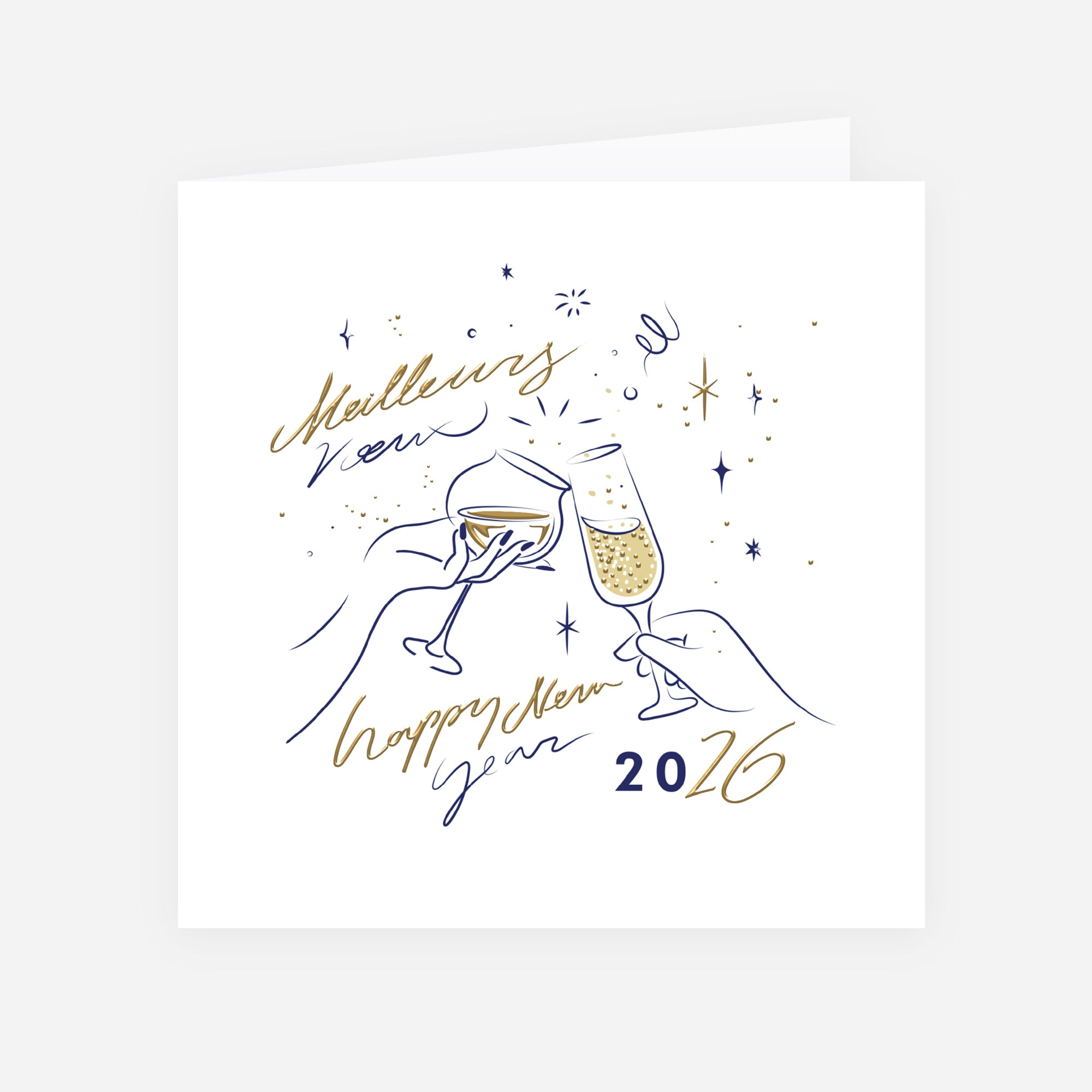 À la bonne année ! | Vœux professionnels • Carte de voeux dorure • Carré double photo N° 1