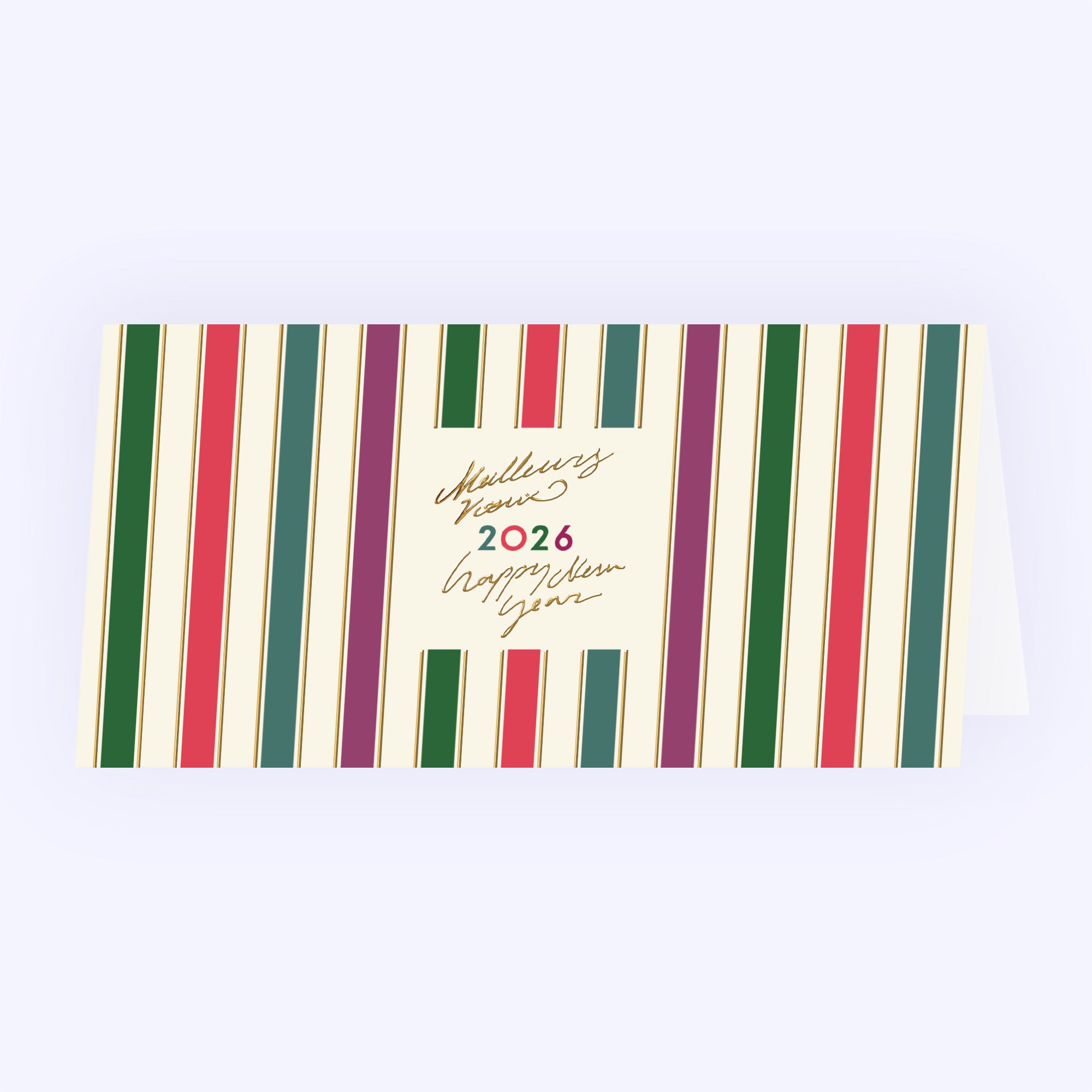 Rayures d’Hiver | Vœux professionnels • Carte de voeux dorure • Rectangle double photo N° 1