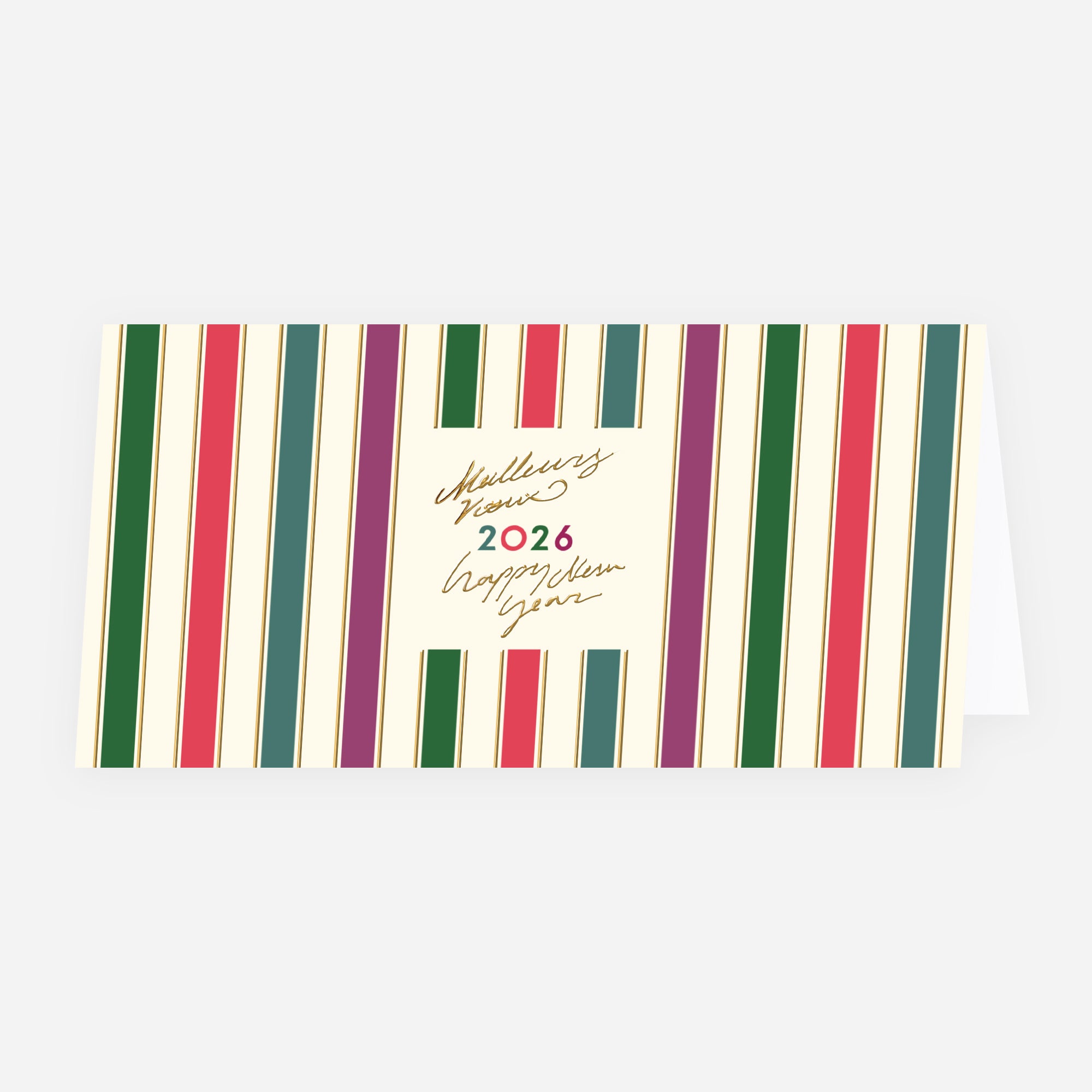 Rayures d’Hiver | Vœux professionnels • Carte de voeux dorure • Rectangle double photo N° 1