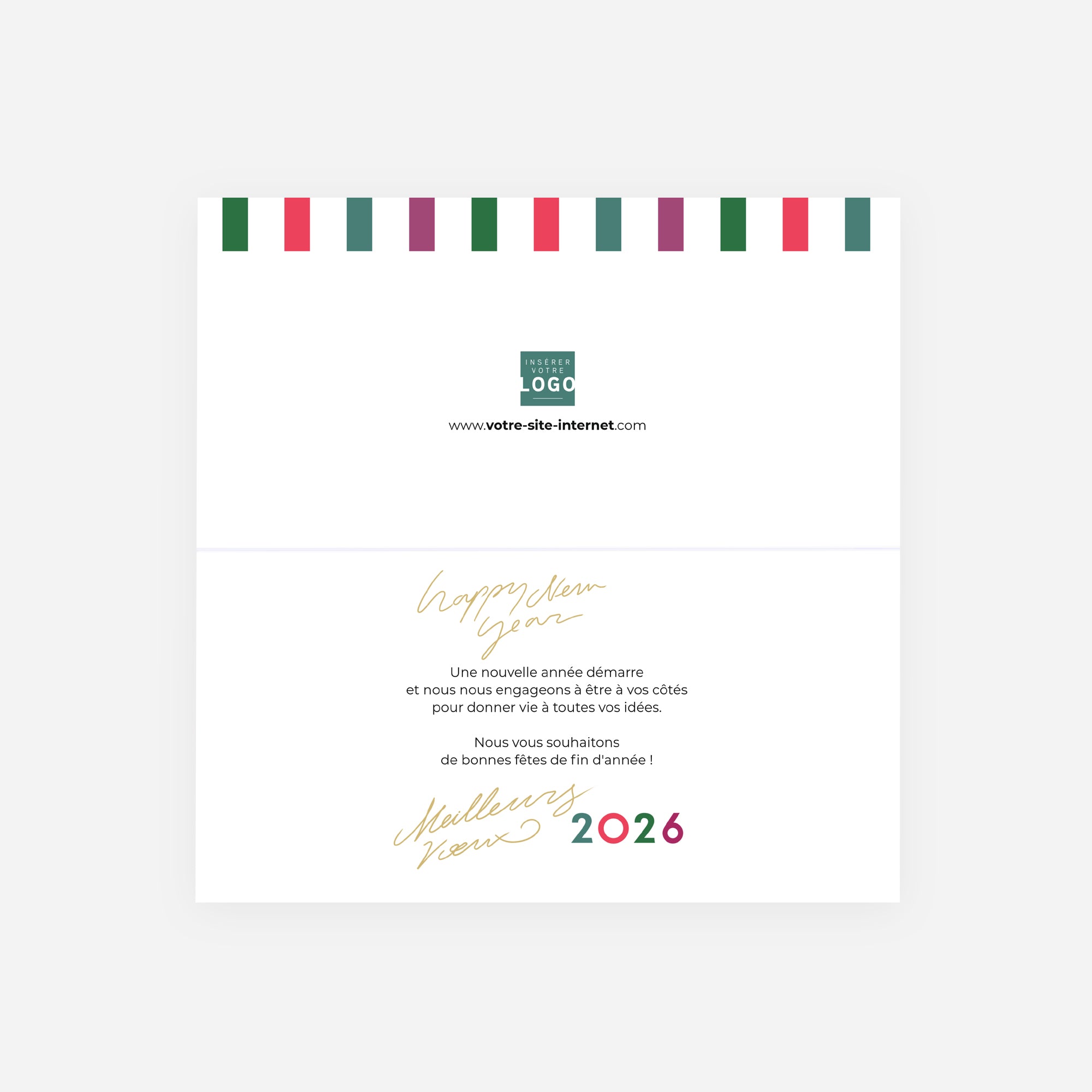 Rayures d’Hiver | Vœux professionnels • Carte de voeux dorure • Rectangle double photo N° 2