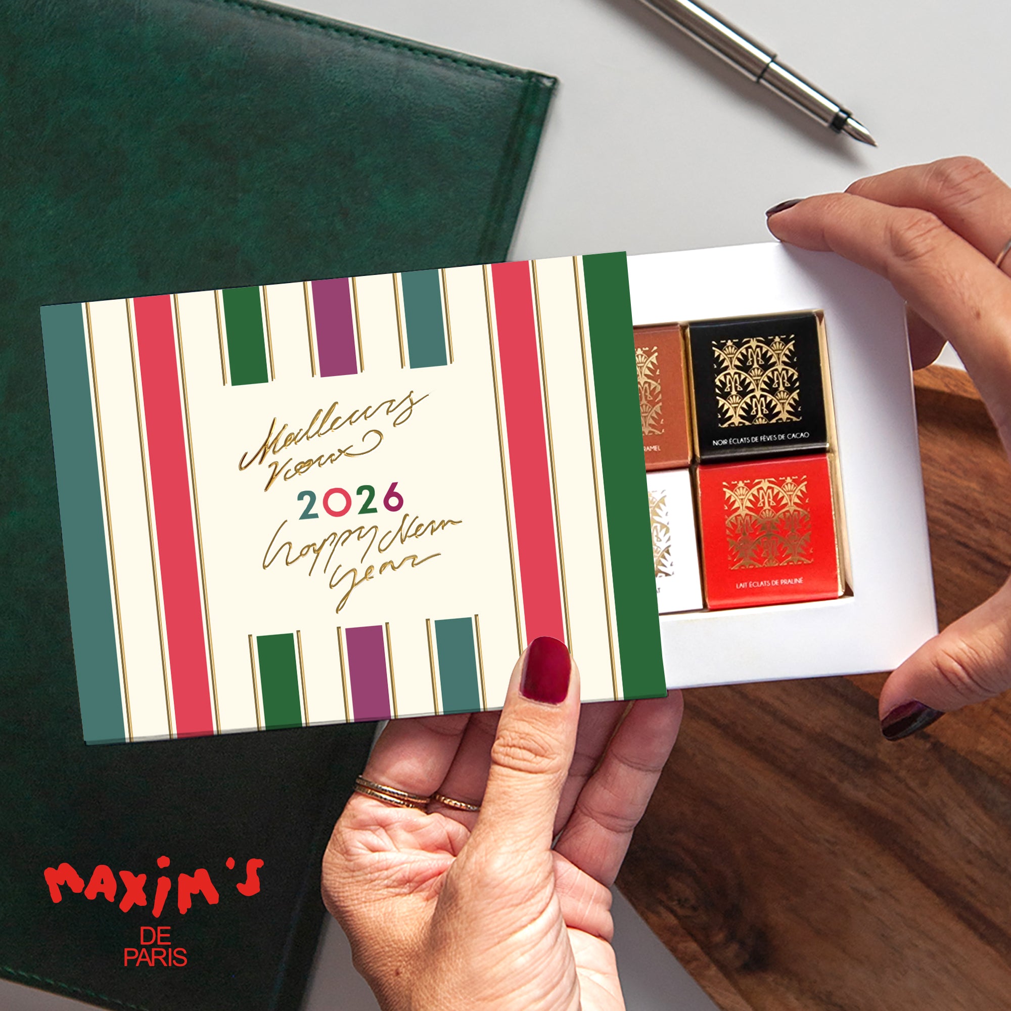 Rayures d’Hiver | Vœux professionnels • Boite chocolat personnalisée • Maxim's de Paris photo N° 1