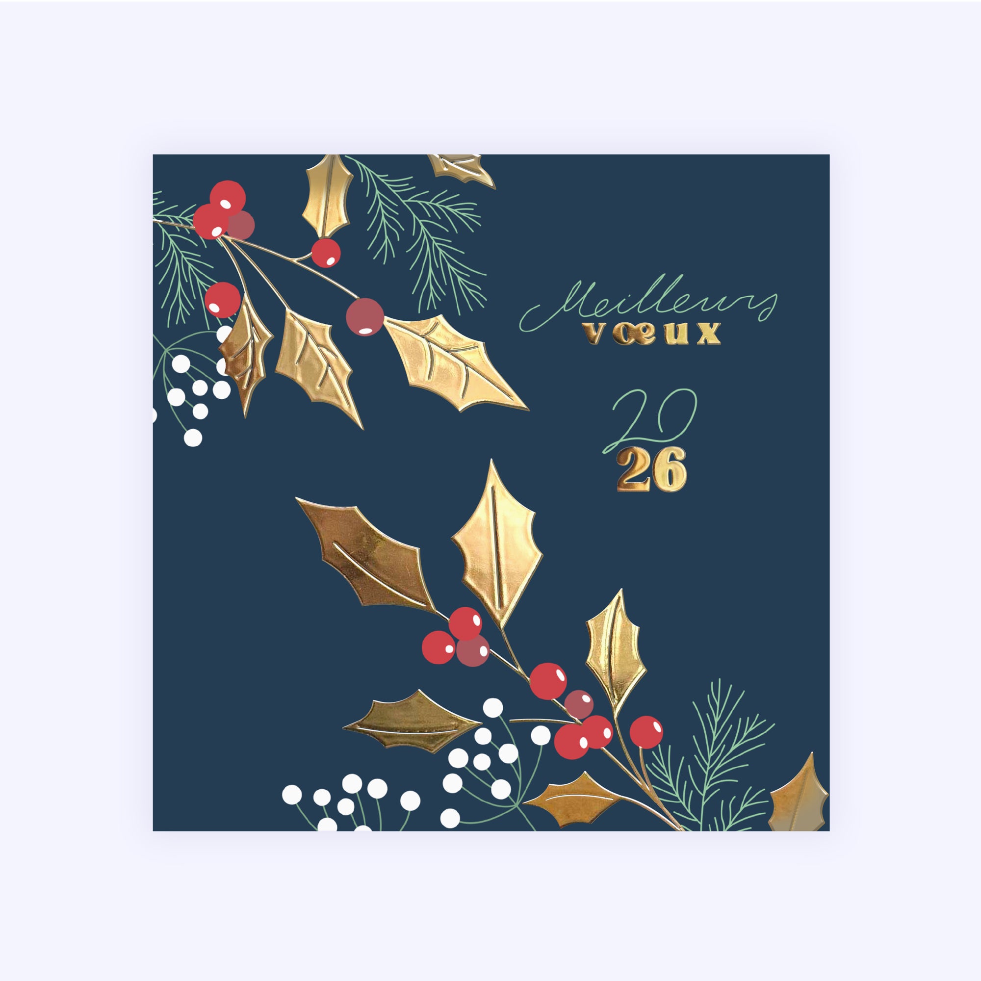 Rameaux de Fête | Vœux professionnels • Carte de voeux dorure • Carré photo N° 1