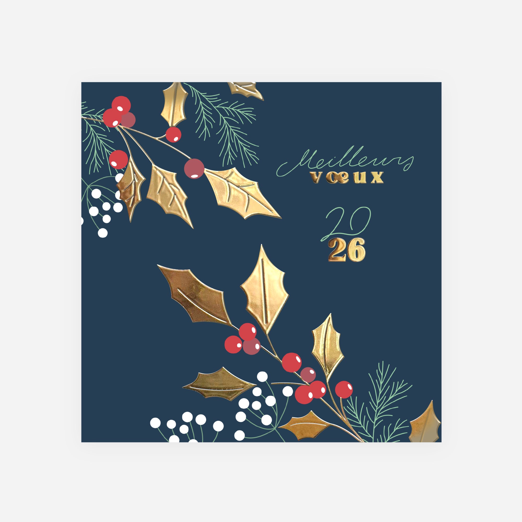 Rameaux de Fête | Vœux professionnels • Carte de voeux dorure • Carré photo N° 1