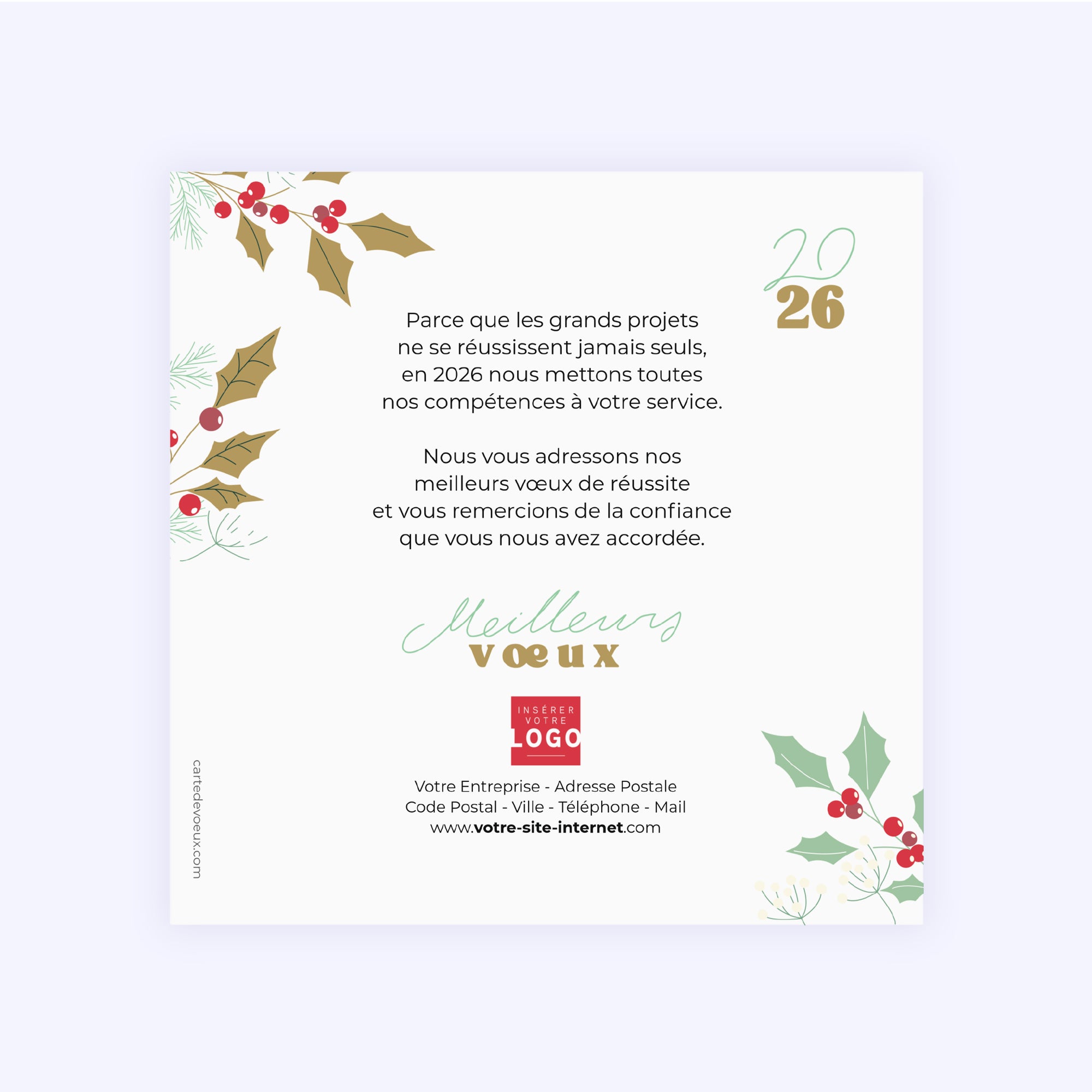 Rameaux de Fête | Vœux professionnels • Carte de voeux dorure • Carré photo N° 2