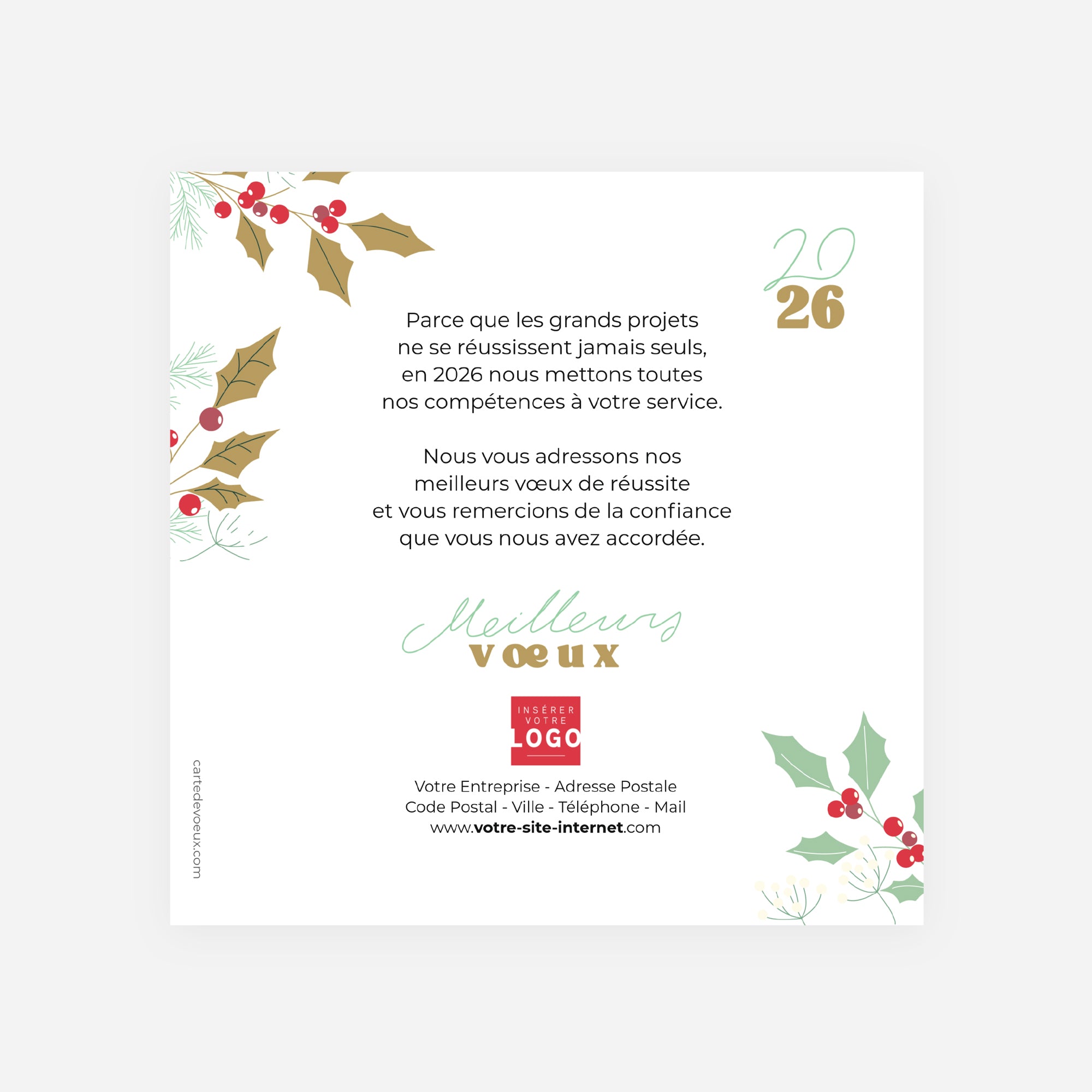 Rameaux de Fête | Vœux professionnels • Carte de voeux dorure • Carré photo N° 2