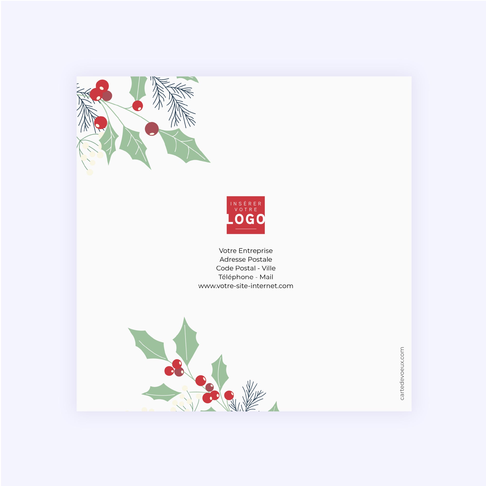 Rameaux de Fête | Vœux professionnels • Carte de voeux dorure • Carré double photo N° 3