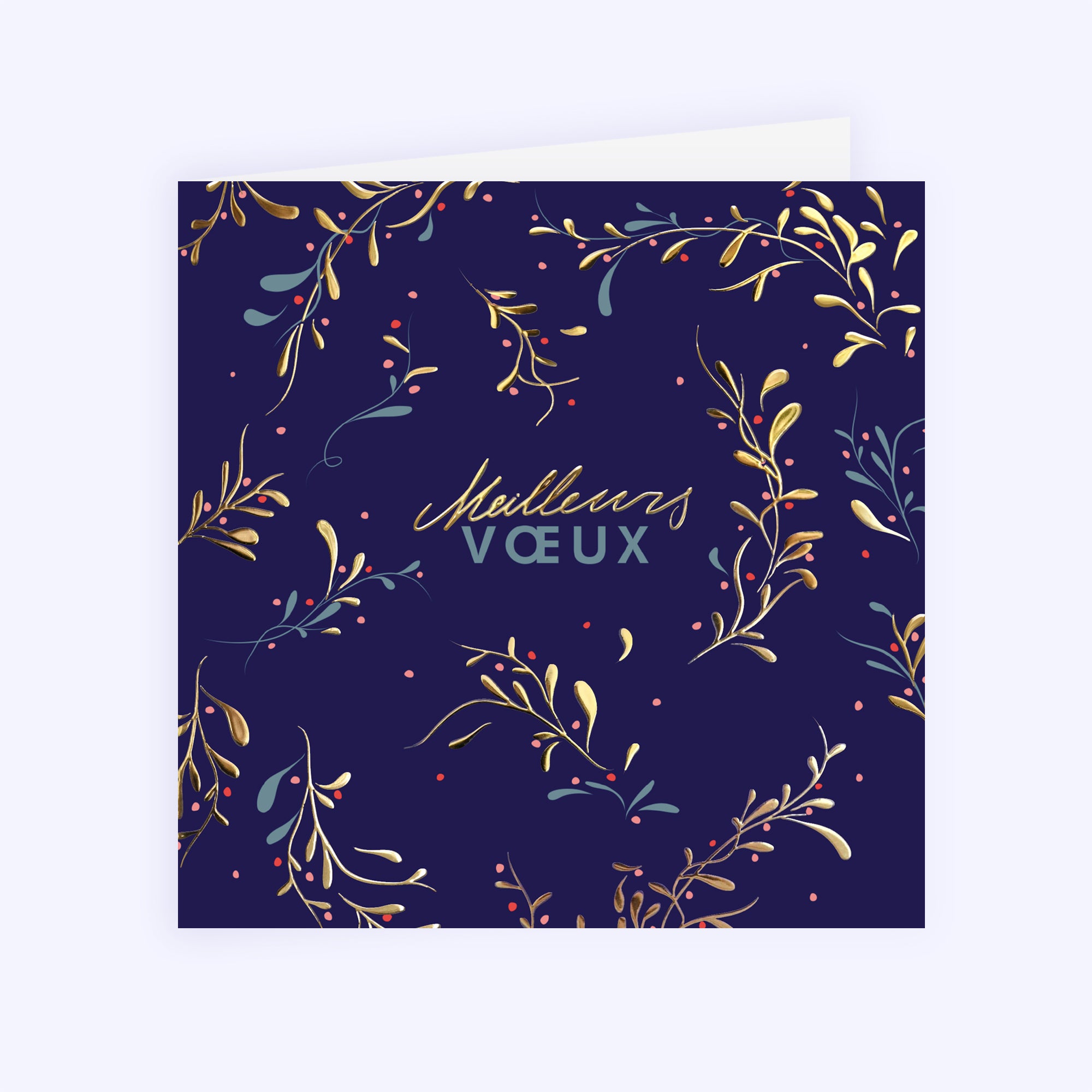 Ornements d’Hiver | Vœux professionnels • Carte de voeux dorure • Carré double photo N° 1