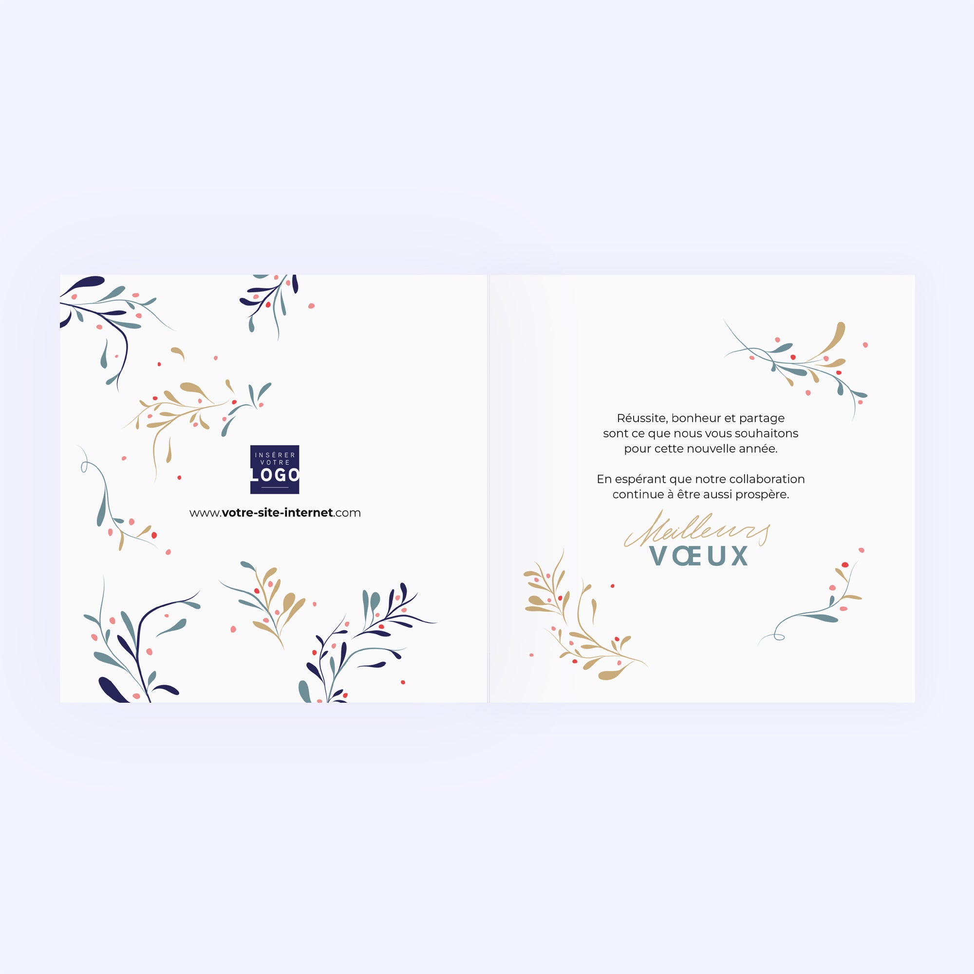 Ornements d’Hiver | Vœux professionnels • Carte de voeux dorure • Carré double photo N° 2