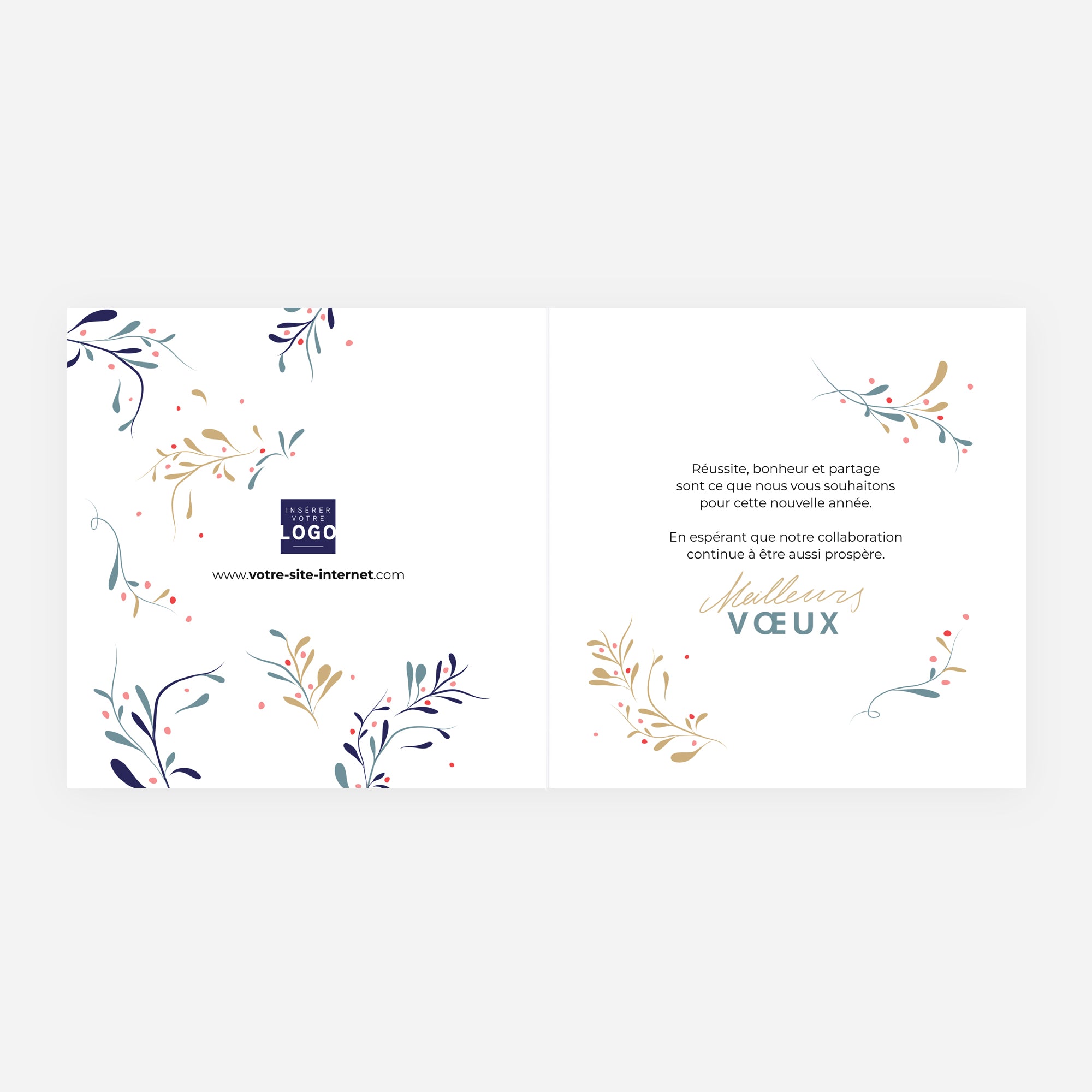 Ornements d’Hiver | Vœux professionnels • Carte de voeux dorure • Carré double photo N° 2