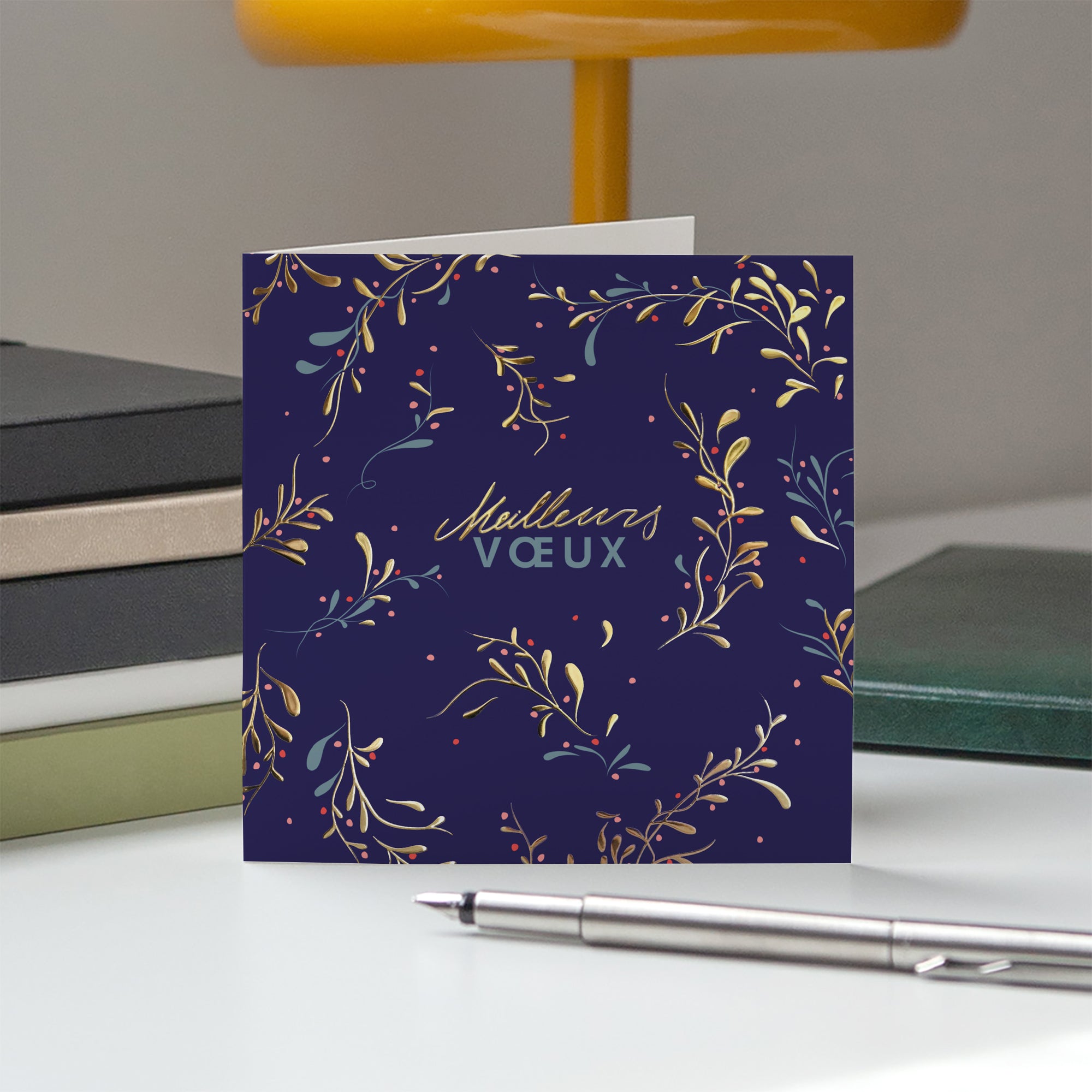 Ornements d’Hiver | Vœux professionnels • Carte de voeux dorure • Carré double photo N° 5