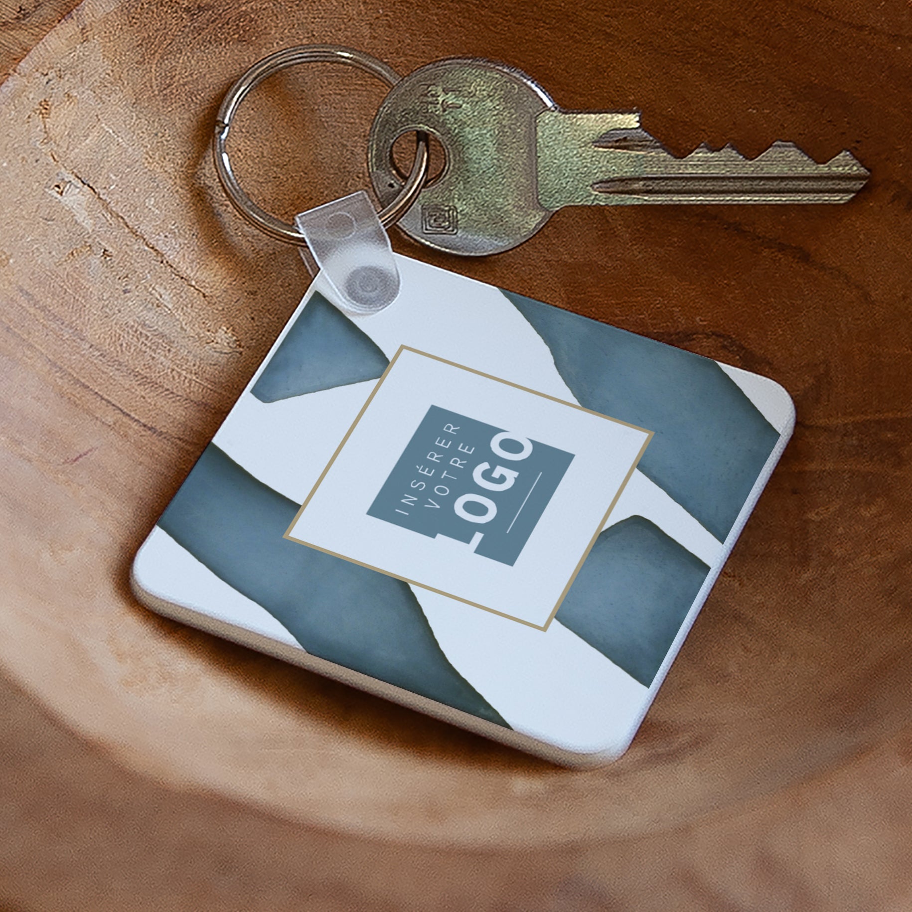 Bleu Brume | Cadeau entreprise • Porte-clés • Carré photo N° 1