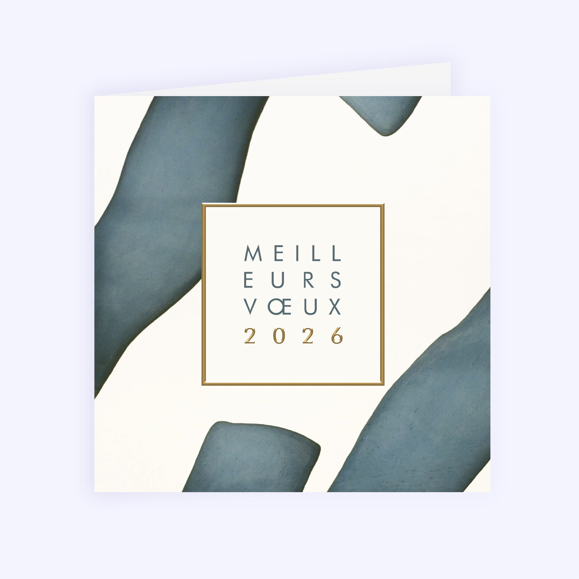 Bleu Brume | Vœux professionnels • Carte de voeux dorure • Carré double photo N° 1