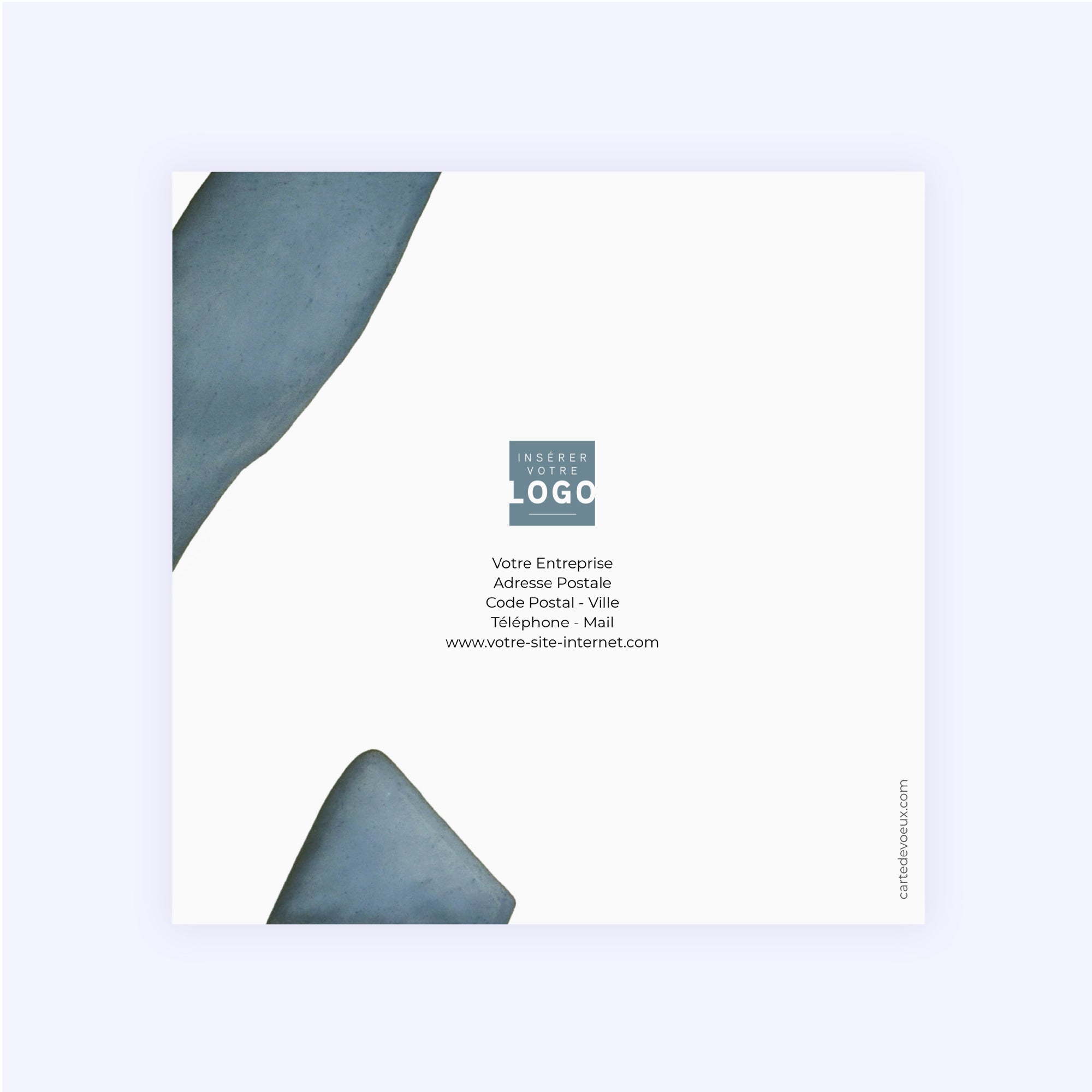 Bleu Brume | Vœux professionnels • Carte de voeux dorure • Carré double photo N° 3