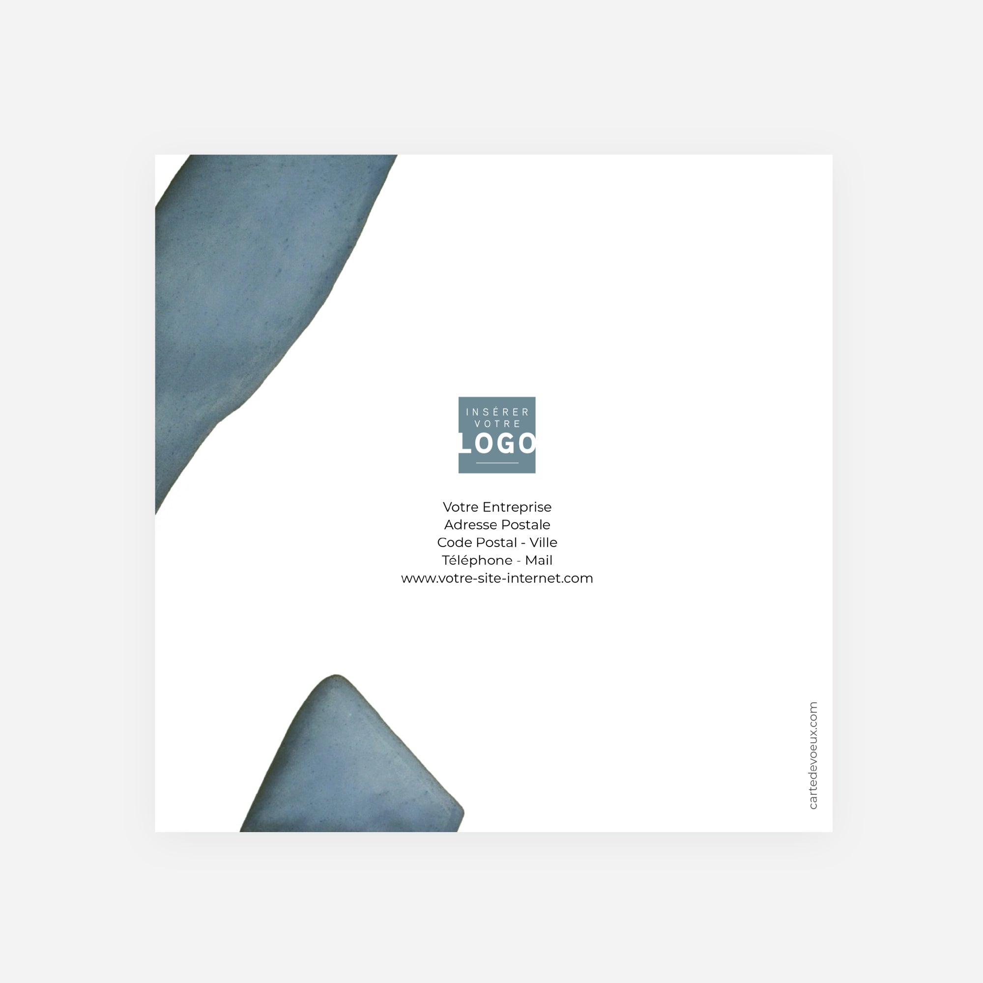 Bleu Brume | Vœux professionnels • Carte de voeux dorure • Carré double photo N° 3