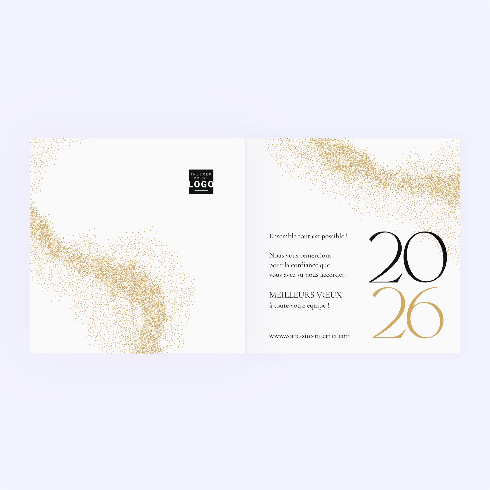 Reflets Précieux | Vœux professionnels • Carte de voeux dorure • Carré double photo N° 2