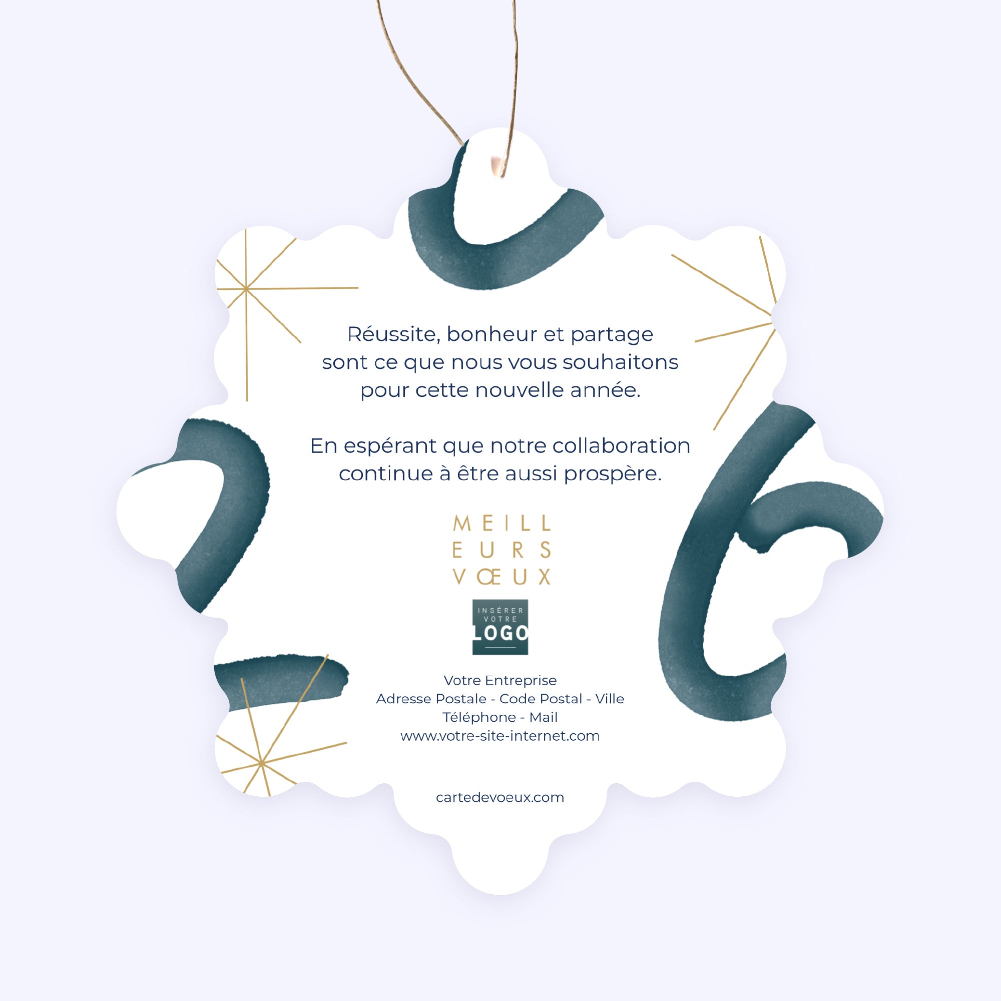 Bleu Astral | Vœux professionnels • Boule de Noël papier • Flocon photo N° 2
