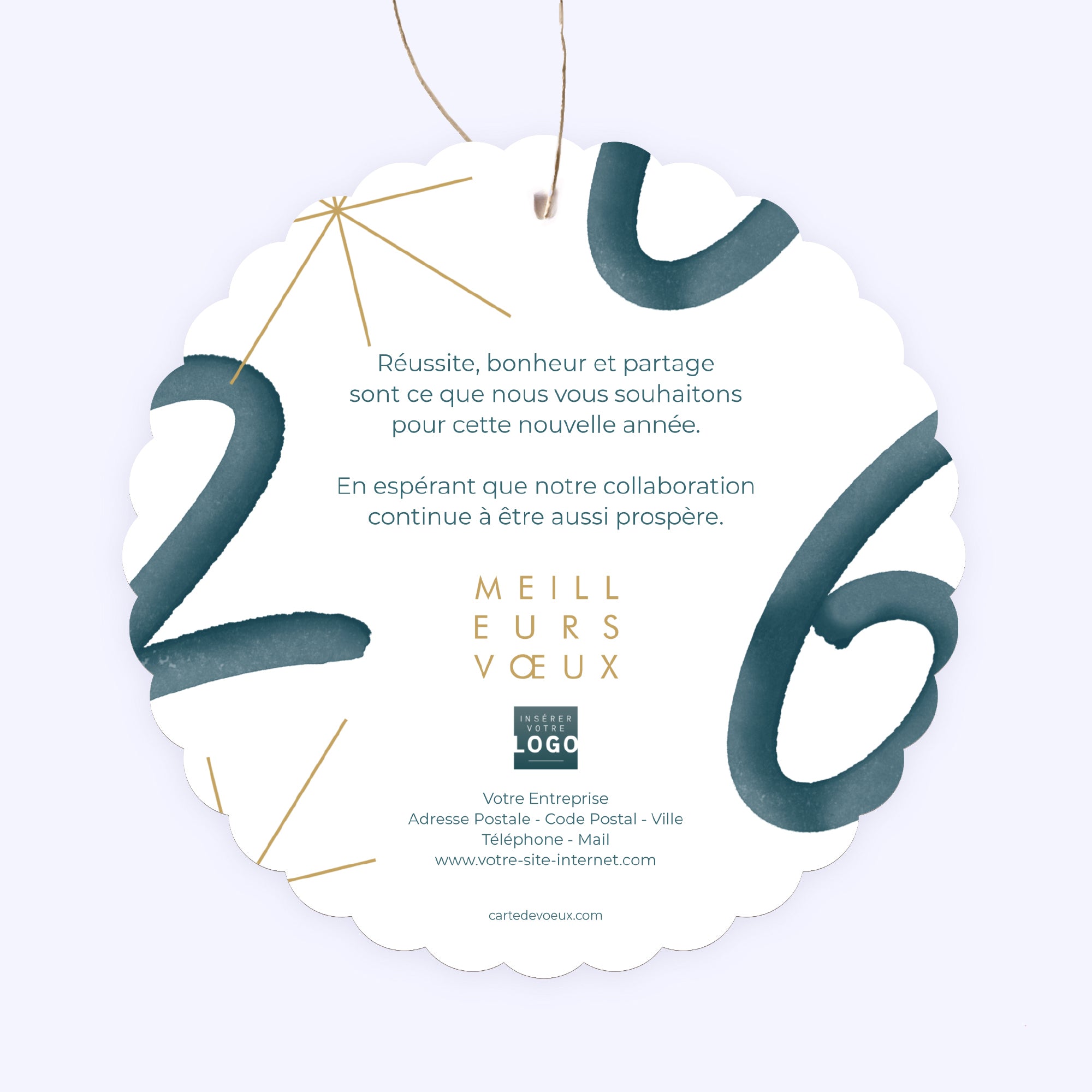 Bleu Astral | Vœux professionnels • Boule de Noël papier • Ronde photo N° 2