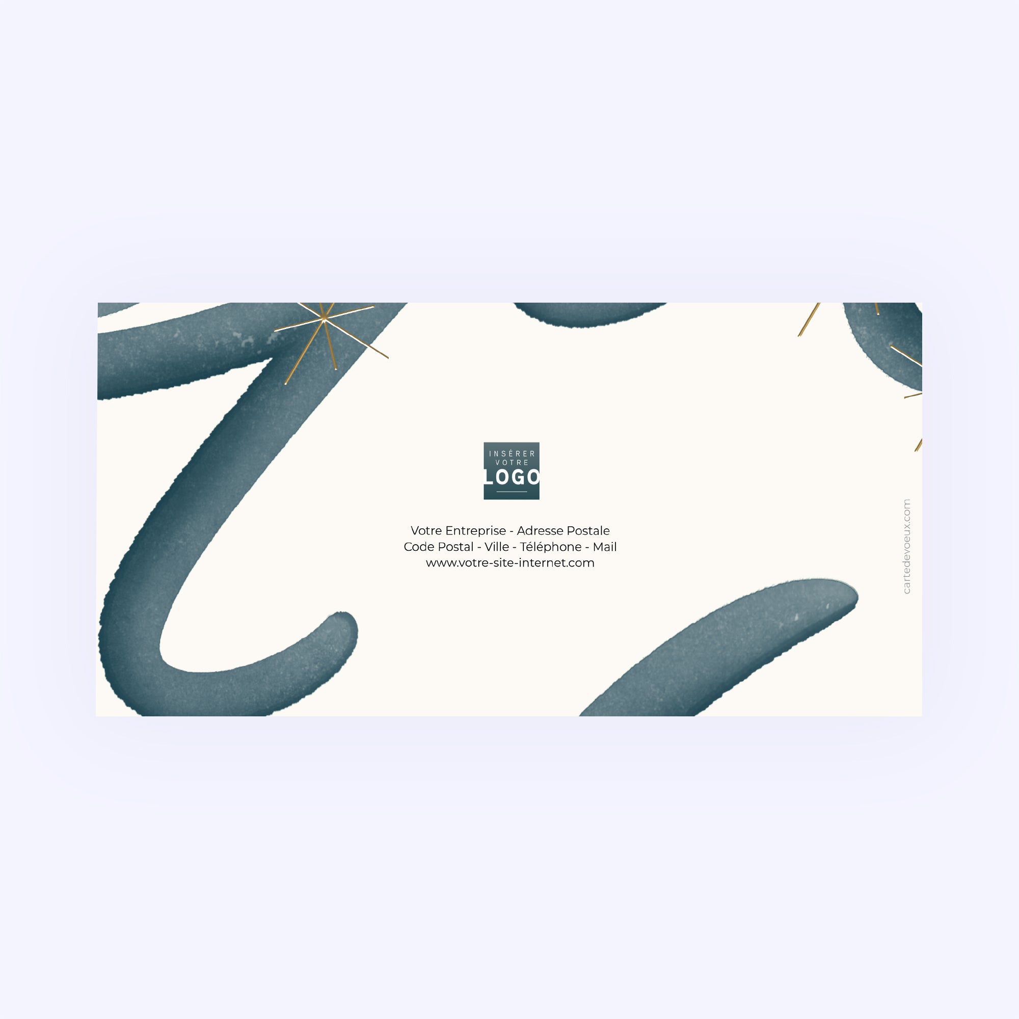 Bleu Astral | Vœux professionnels • Carte de voeux dorure • Rectangle double photo N° 3