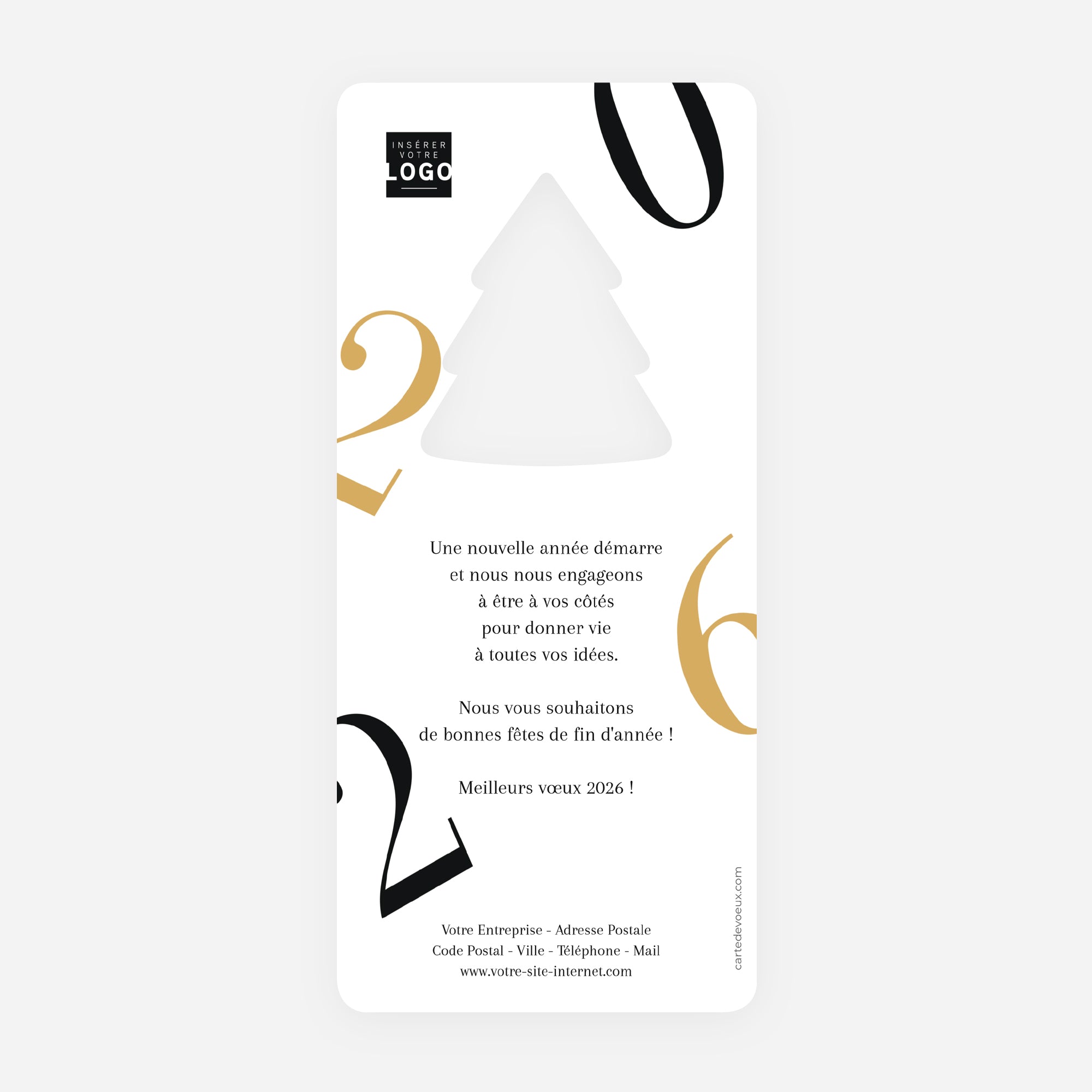 Nexus | Vœux professionnels • Carte de voeux dorure • Vertical sapin photo N° 2