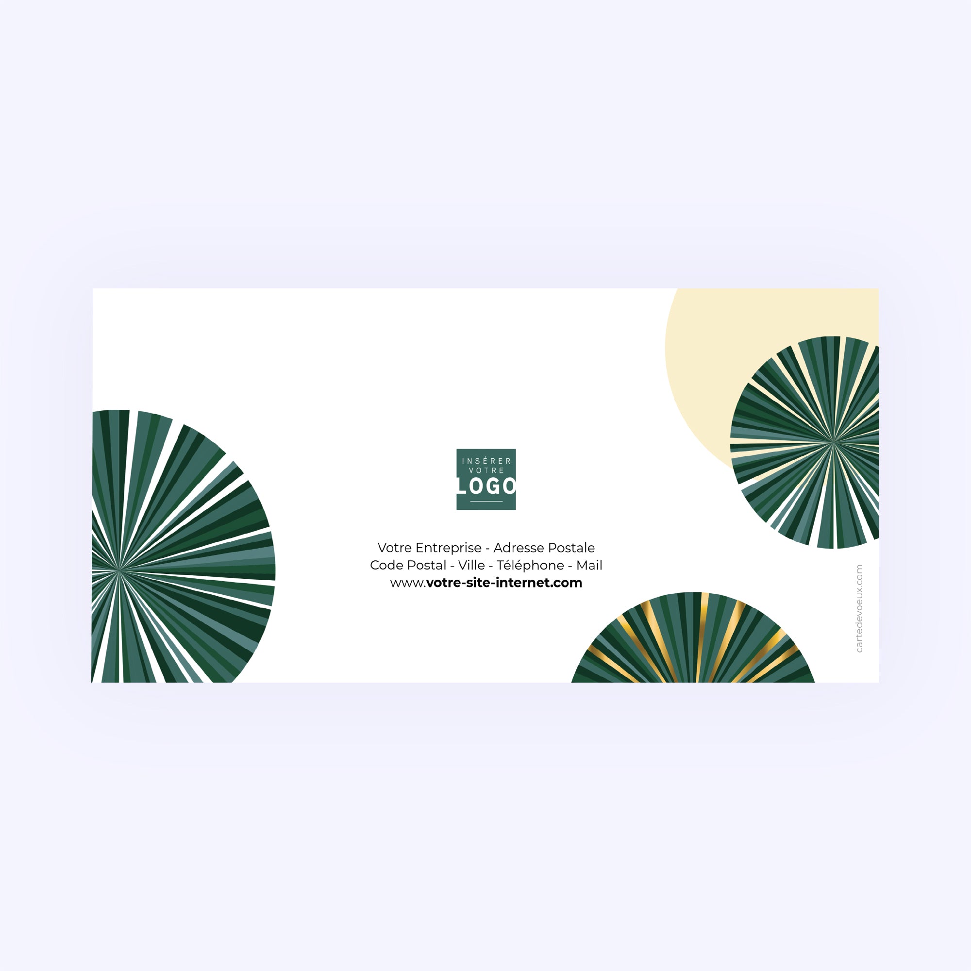 Rouages vert & or | Vœux professionnels • Carte de voeux dorure • Rectangle double photo N° 3