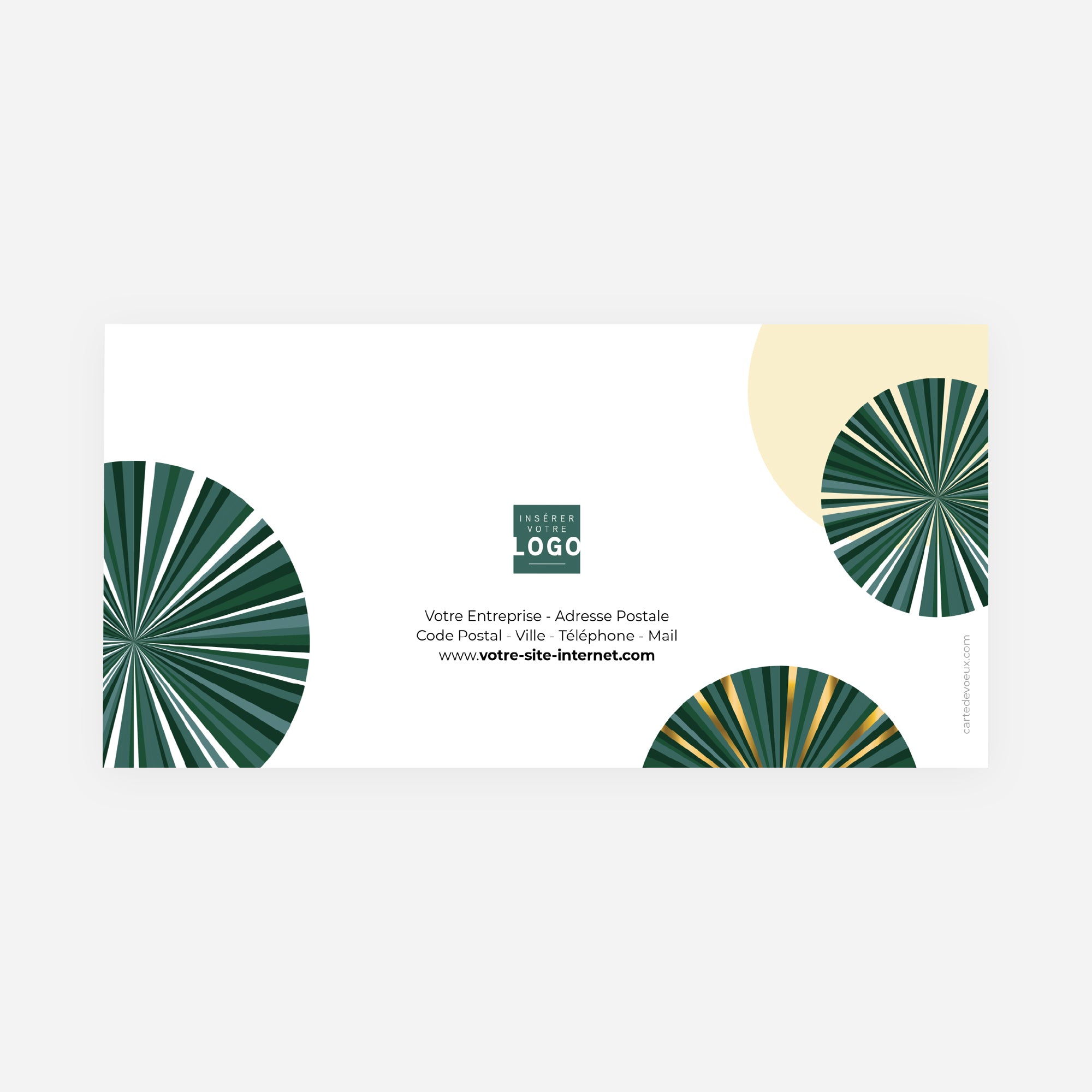 Rouages vert & or | Vœux professionnels • Carte de voeux dorure • Rectangle double photo N° 3