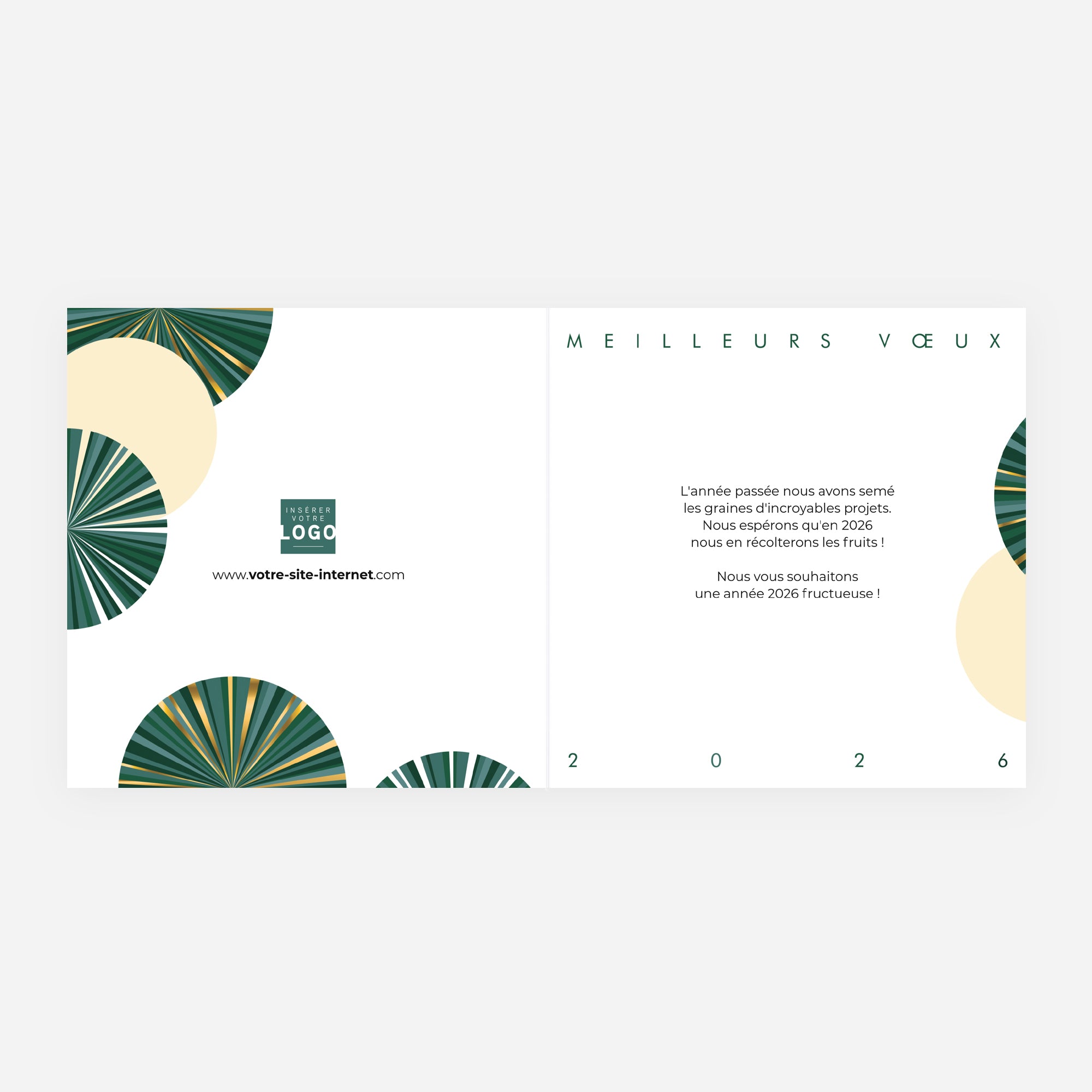 Rouages vert & or | Vœux professionnels • Carte de voeux dorure • Carré double photo N° 2