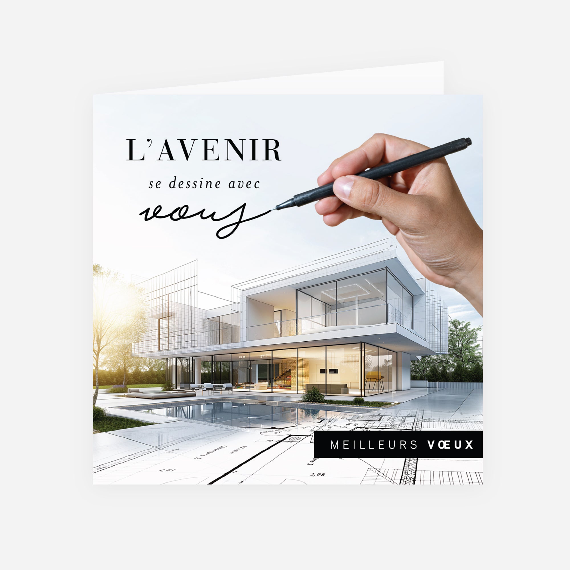 Vœux sur Mesure | Vœux professionnels • Carte de voeux • Carré double photo N° 1