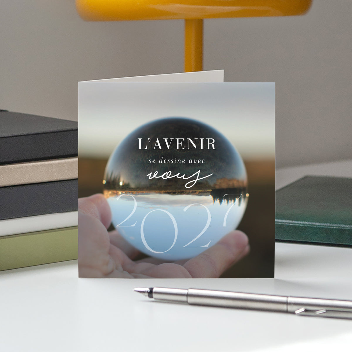 Ensemble vers l’avenir | Vœux professionnels • Carte de voeux • Carré double photo N° 5