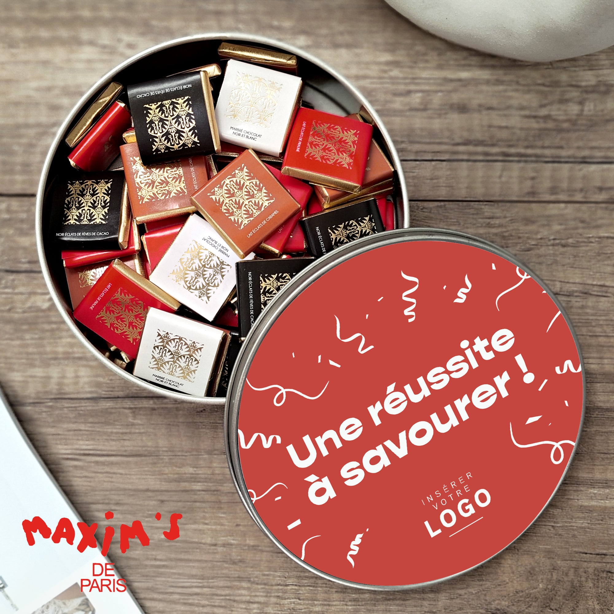 Une réussite à savourer | Cadeau entreprise • Boite métallique • Ronde photo N° 1