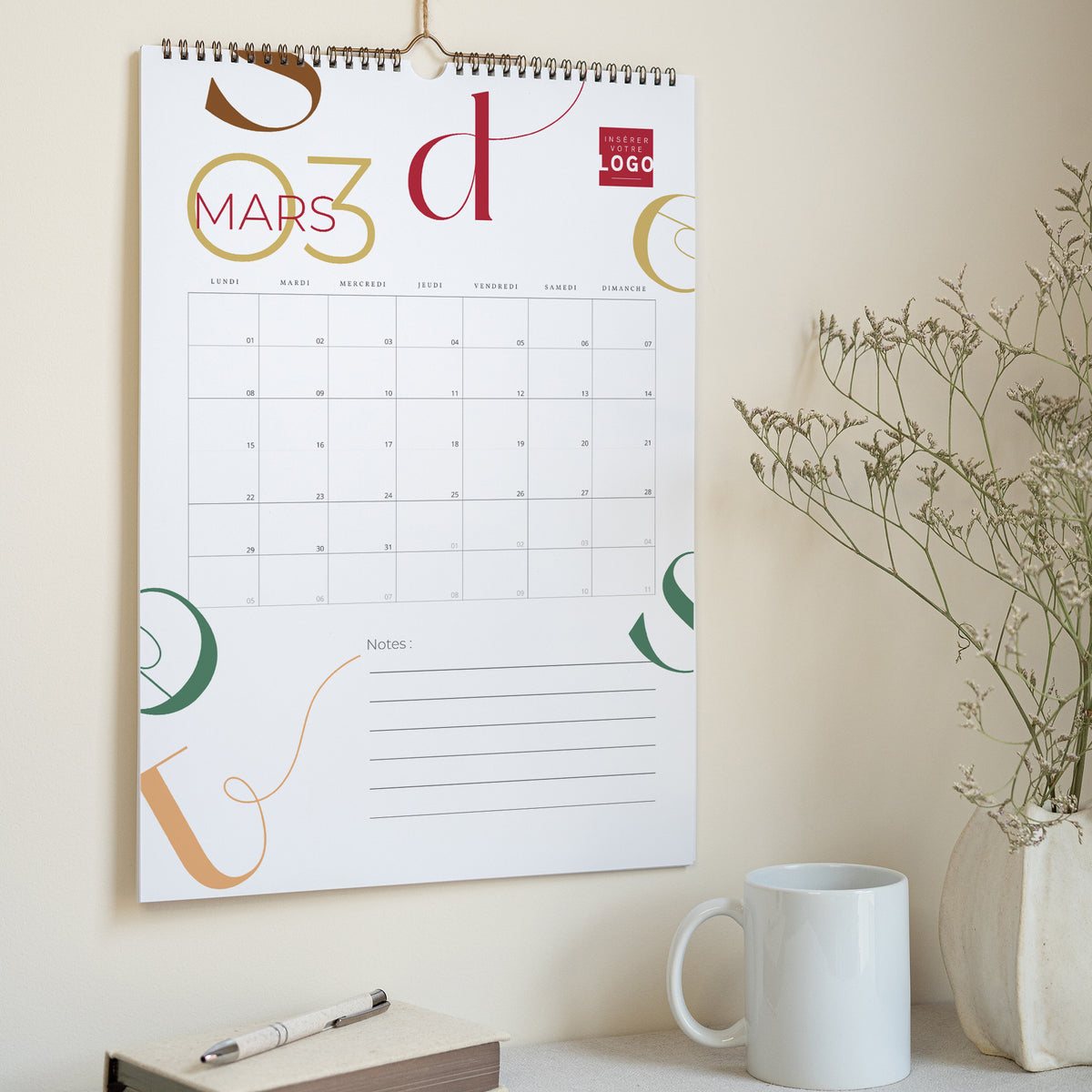 Golden typo | Vœux professionnels • Calendrier professionnel • Mural A3 photo N° 3