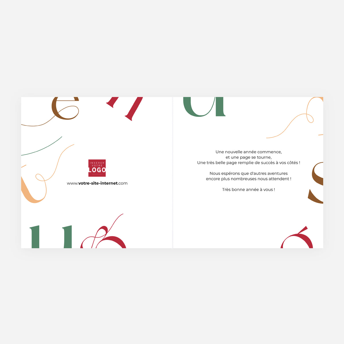 Golden typo | Vœux professionnels • Carte de voeux dorure • Carrée pliable photo N° 2