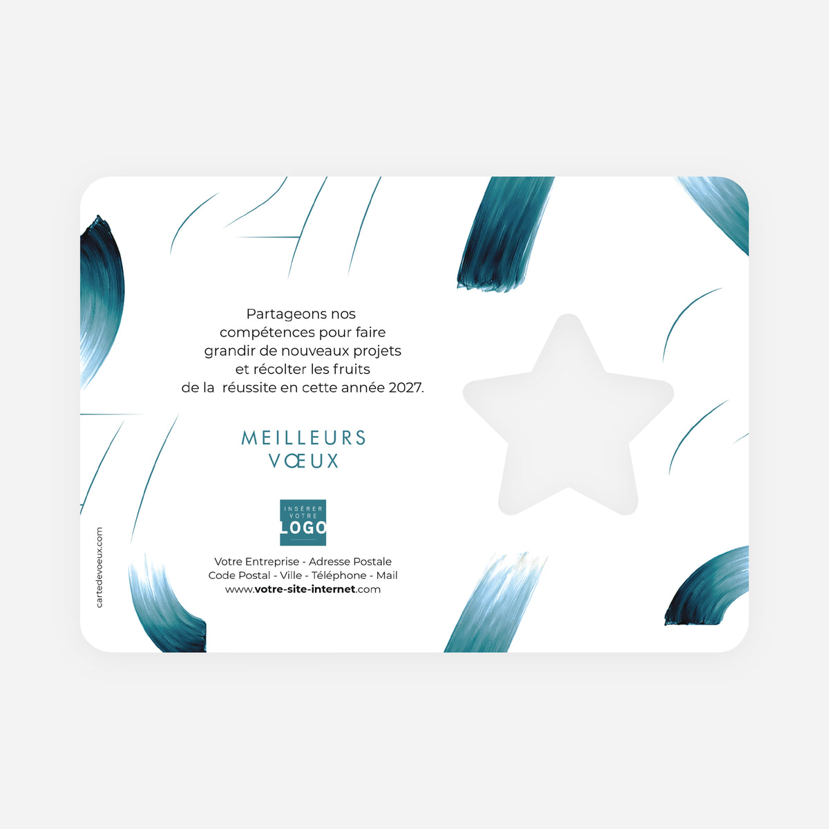 Bleu lumière | Vœux professionnels • Carte de voeux dorure • Étoile découpée photo N° 2