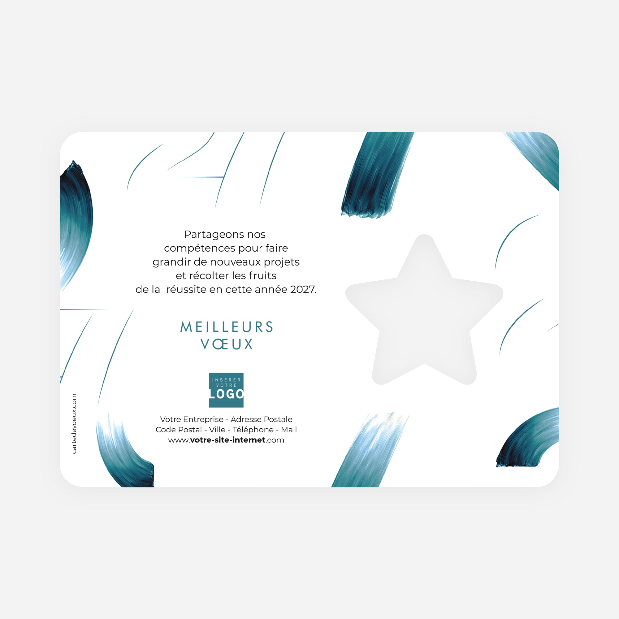 Bleu lumière | Vœux professionnels • Carte de voeux dorure • Horizontal étoile photo N° 2