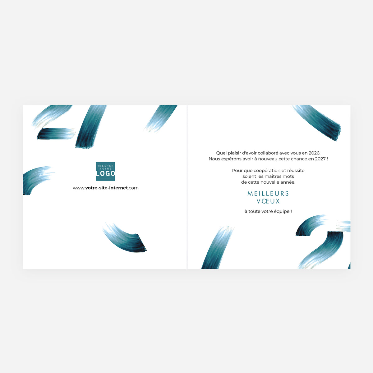 Bleu lumière | Vœux professionnels • Carte de voeux dorure • Carrée pliable photo N° 2