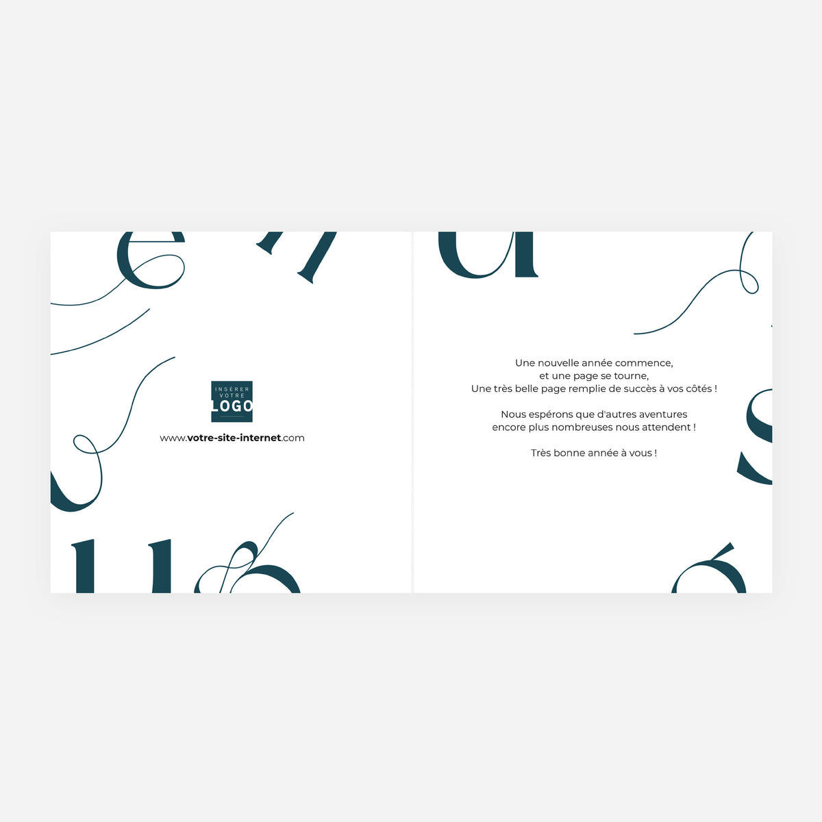 Full golden typo | Vœux professionnels • Carte de voeux dorure • Carrée pliable photo N° 2