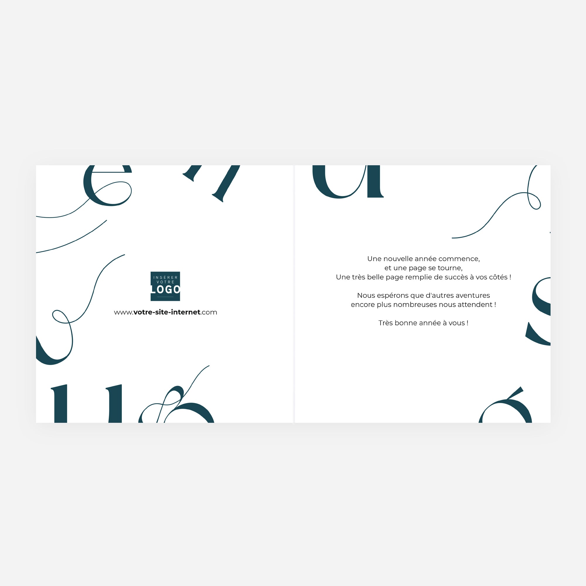 Full golden typo | Vœux professionnels • Carte de voeux dorure • Carré double photo N° 2