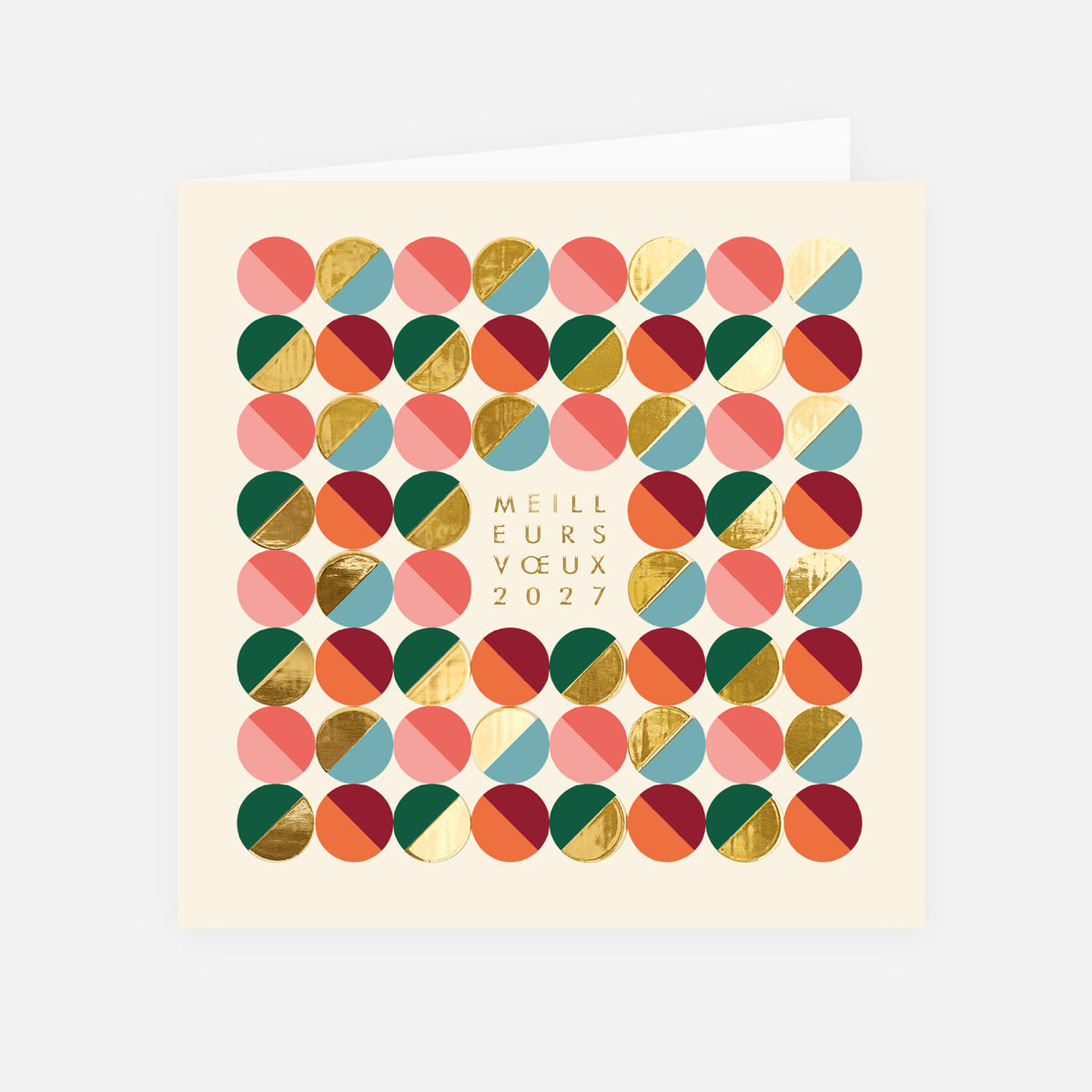Pop dots | Vœux professionnels • Carte de voeux dorure • Carrée pliable photo N° 1