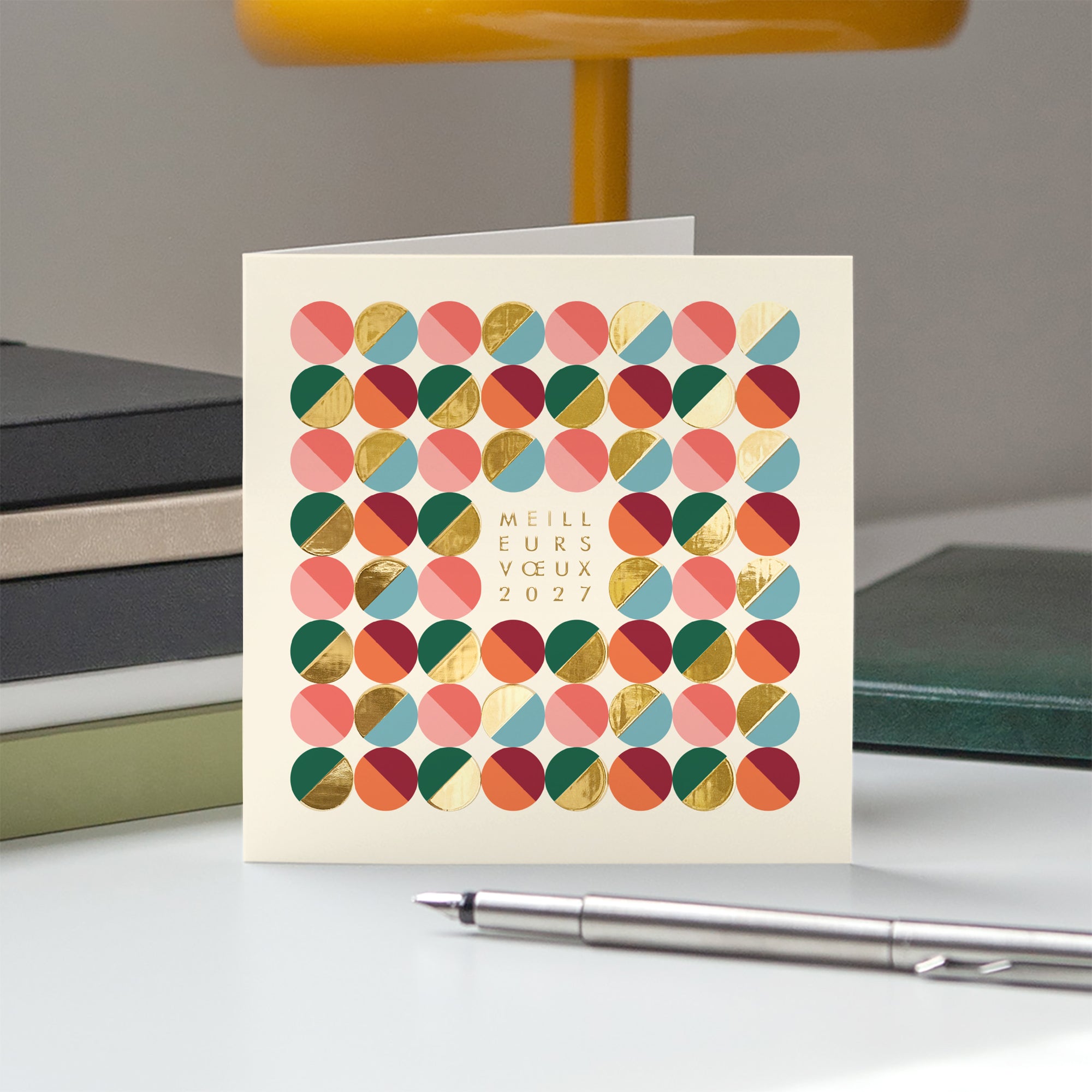 Pop dots | Vœux professionnels • Carte de voeux dorure • Carré double photo N° 5