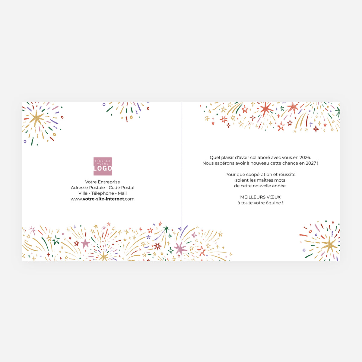 Feux de Joie | Vœux professionnels • Carte de voeux dorure • Carrée pliable photo N° 2
