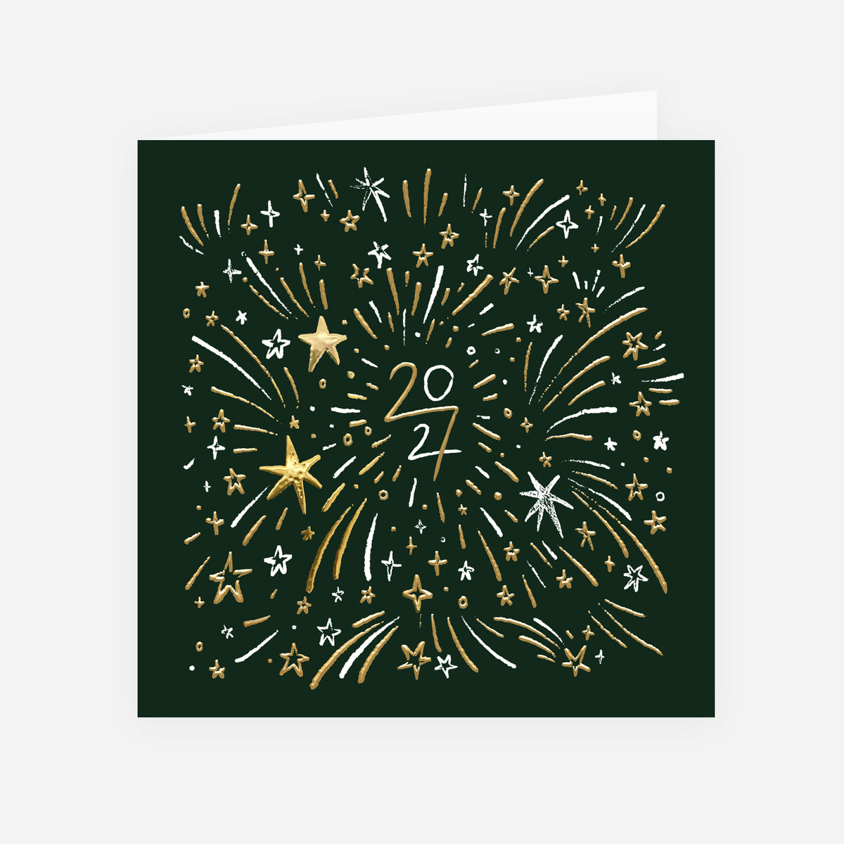 Feu d'étoiles d'or | Vœux professionnels • Carte de voeux dorure • Carrée pliable photo N° 1