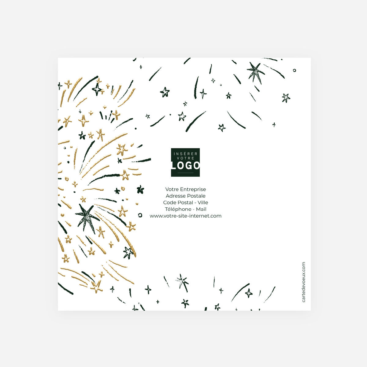 Feu d'étoiles d'or | Vœux professionnels • Carte de voeux dorure • Carrée pliable photo N° 3